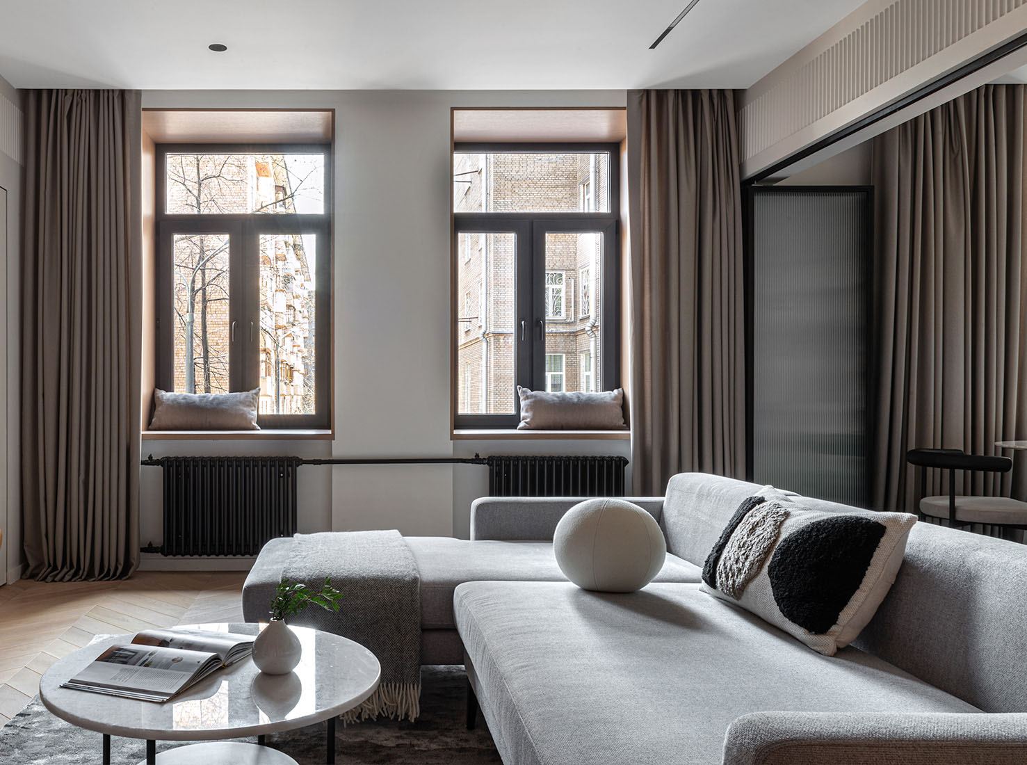 Osome,公寓設計,小戶型設計案例,小公寓設計,三室公寓,原木色+白色,長虹玻璃,65㎡