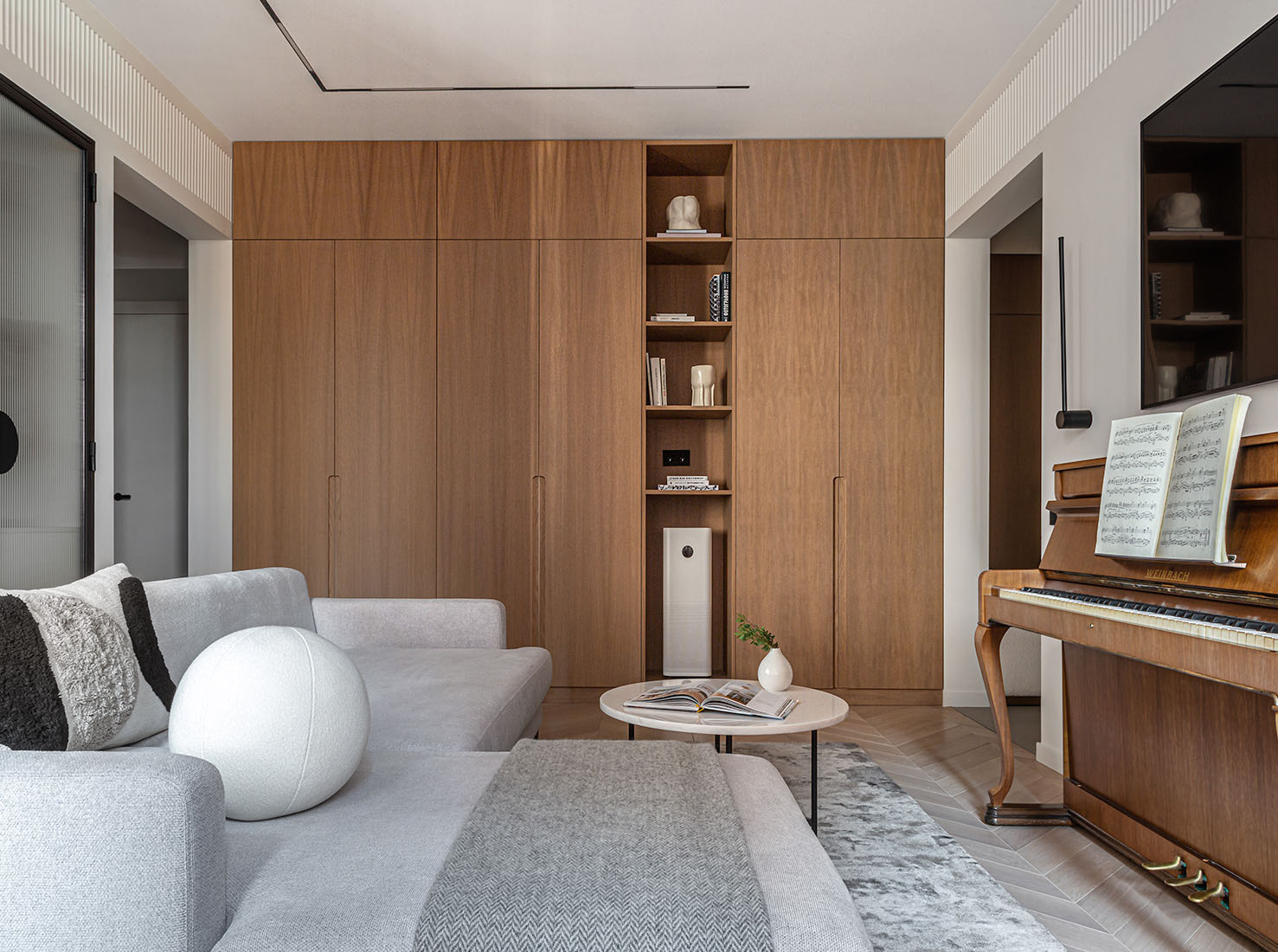 Osome,公寓設計,小戶型設計案例,小公寓設計,三室公寓,原木色+白色,長虹玻璃,65㎡