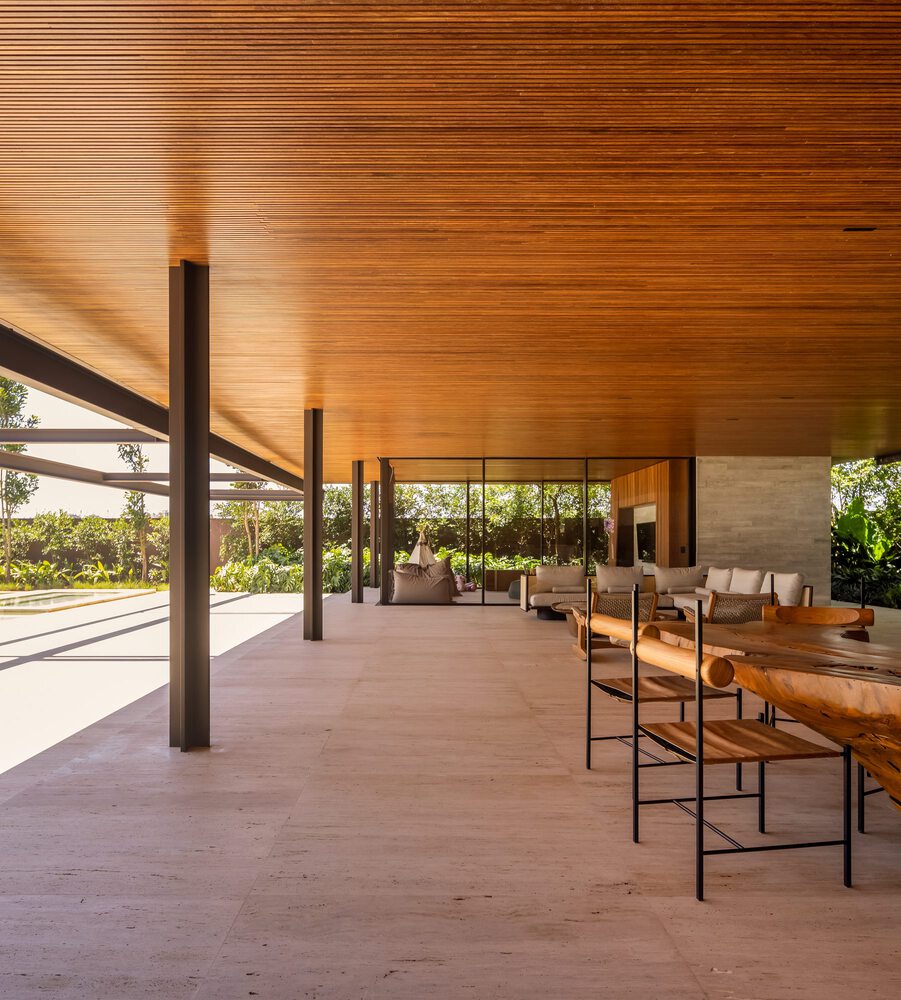 Fernanda Marques Arquitetura,別墅設計案例,別墅設計方案,開放式別墅,巴西,聖何塞,1400㎡,庭院別墅,原木色