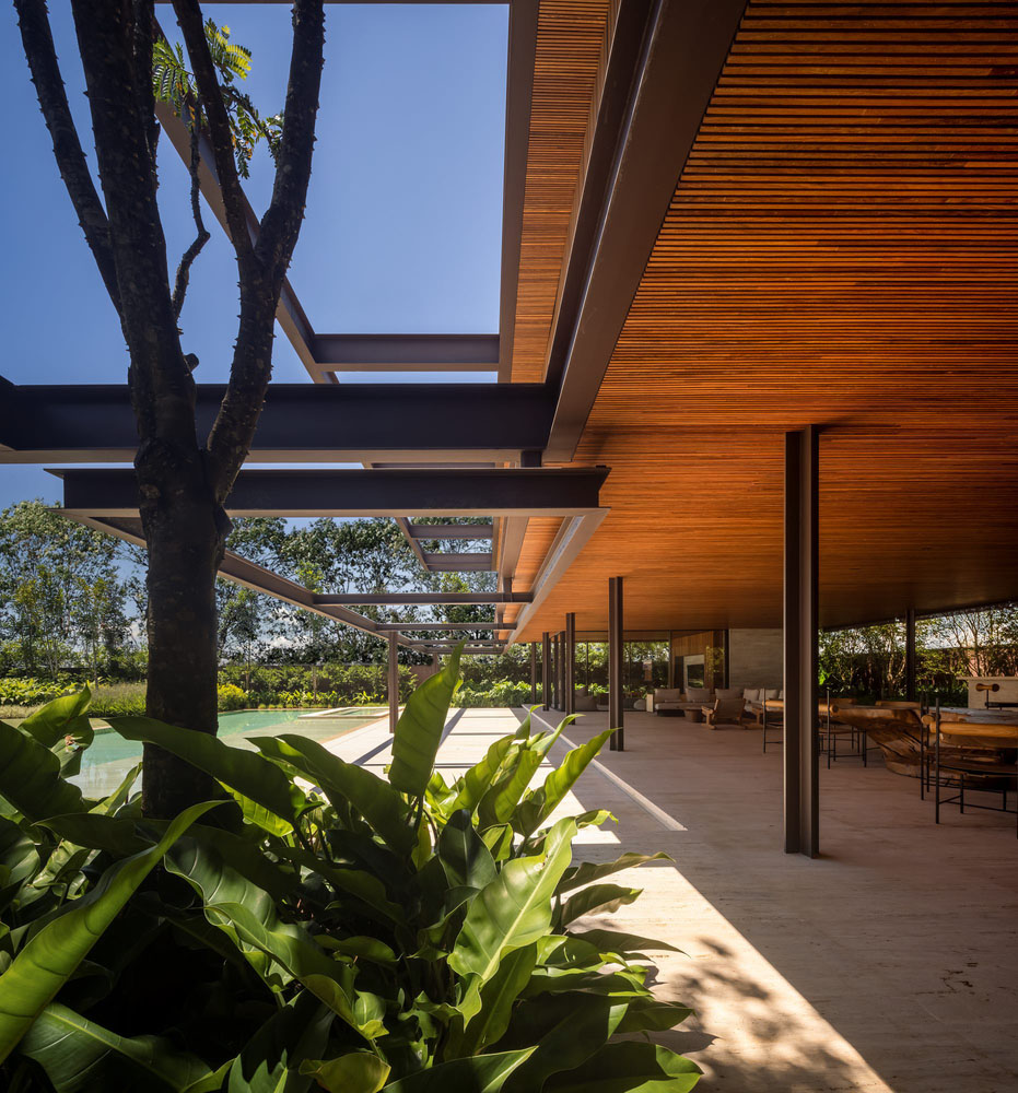 Fernanda Marques Arquitetura,別墅設計案例,別墅設計方案,開放式別墅,巴西,聖何塞,1400㎡,庭院別墅,原木色