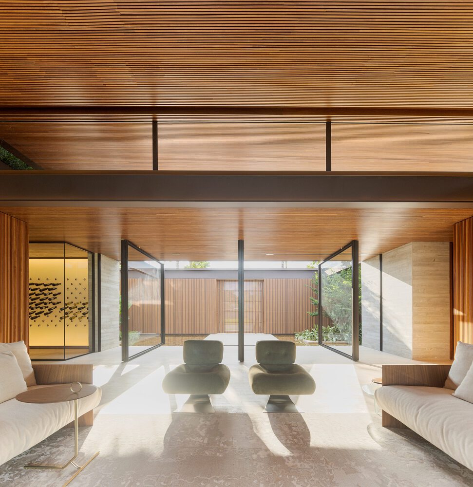 Fernanda Marques Arquitetura,別墅設計案例,別墅設計方案,開放式別墅,巴西,聖何塞,1400㎡,庭院別墅,原木色