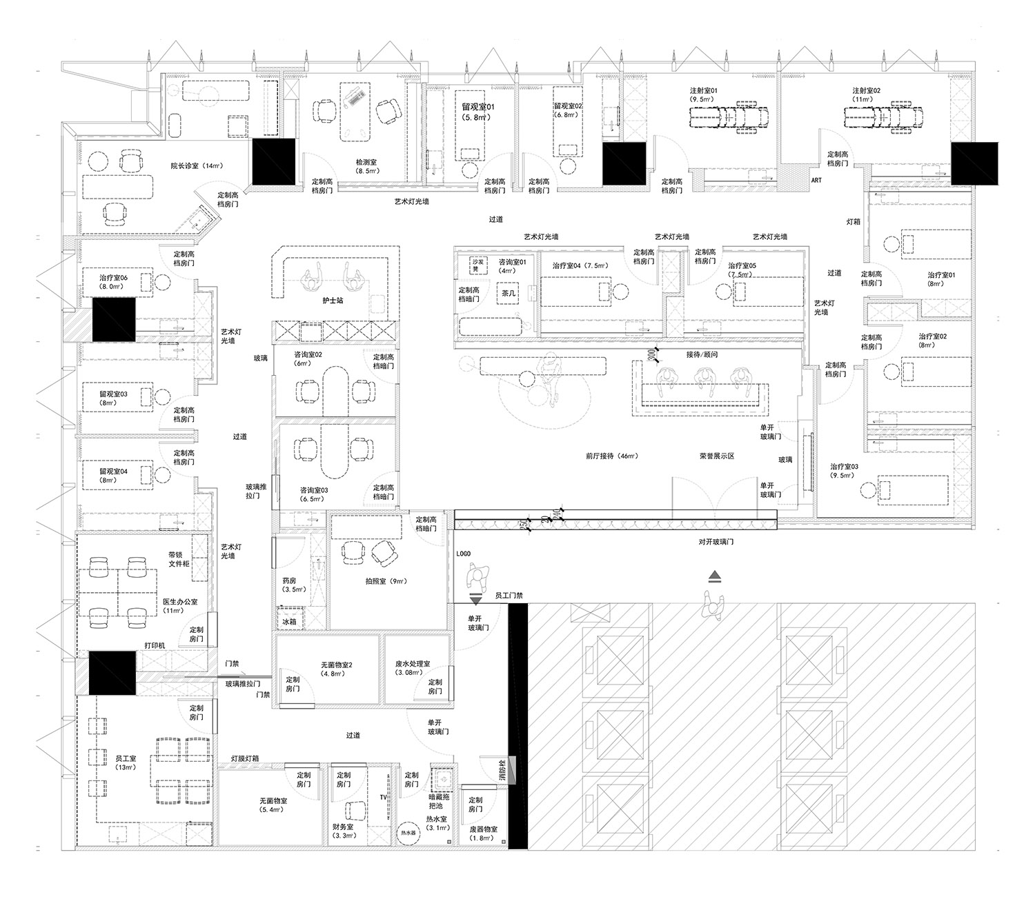 美容店設計,美容院設計,醫美空間設計,醫療美容診所設計,美容院設計方案,美容院設計案例,深圳,CLINSKIN科麗研肌醫療美容診所,KAIPAI 凱派設計
