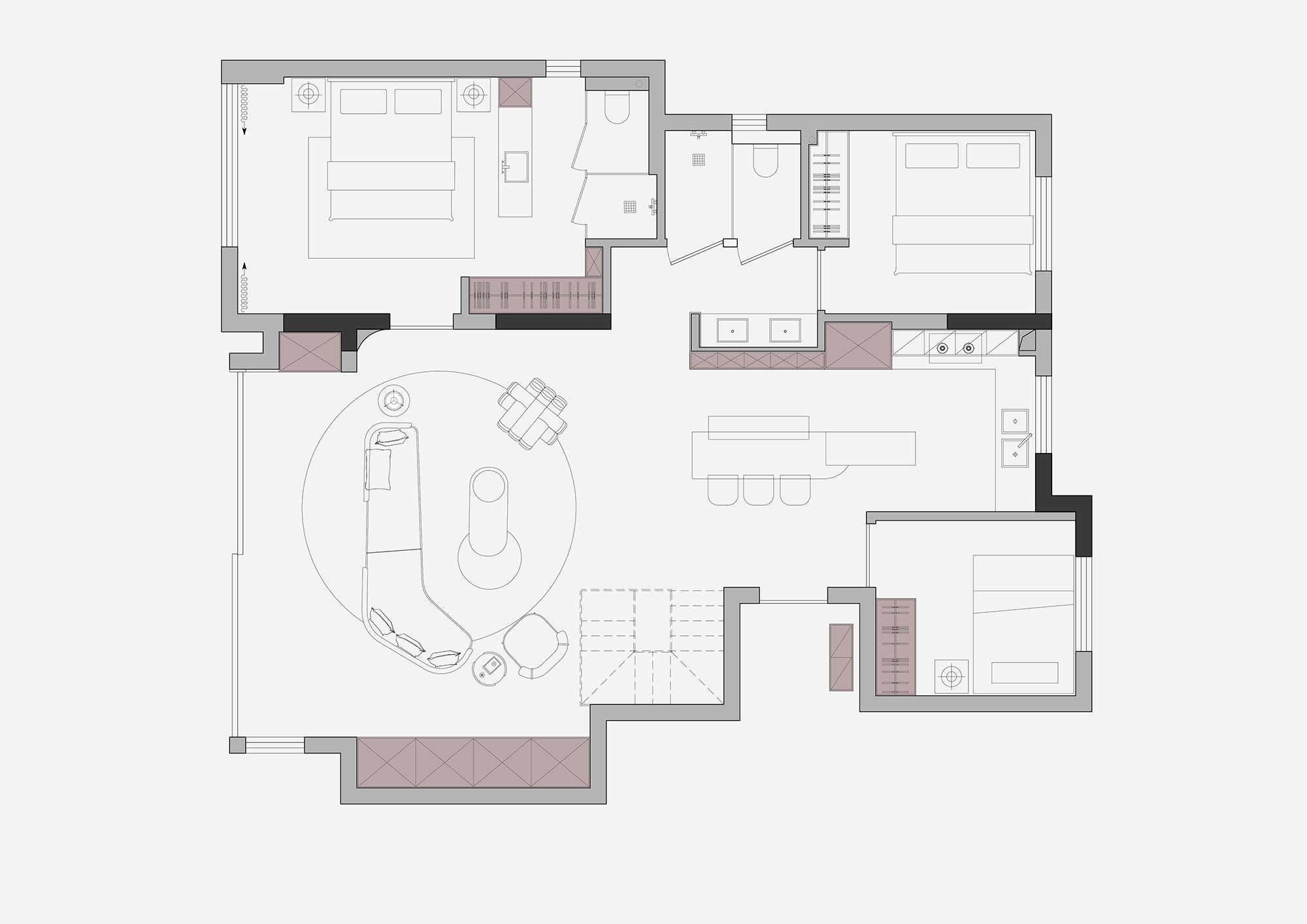 300㎡別墅設計,300㎡,別墅設計,別墅設計案例,別墅設計方案,住宅設計,現代風格住宅設計,合肥,住宅枝葉扶蘇,量子空間設計