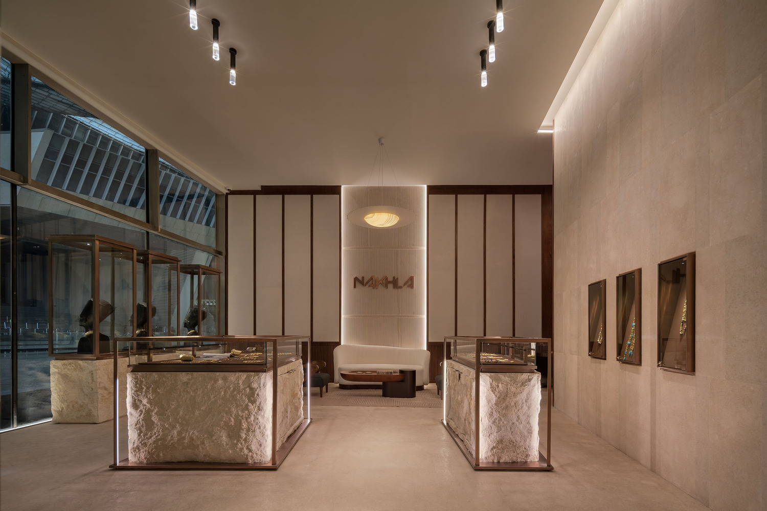 珠寶店設計,飾品店設計,珠寶店設計案例,珠寶店設計方案,商店設計,珠寶展廳設計,Yasmina Makram,埃及,卡夫納薩爾,品牌店設計,Yasmina Makram,Nakhla Brand Store,55㎡