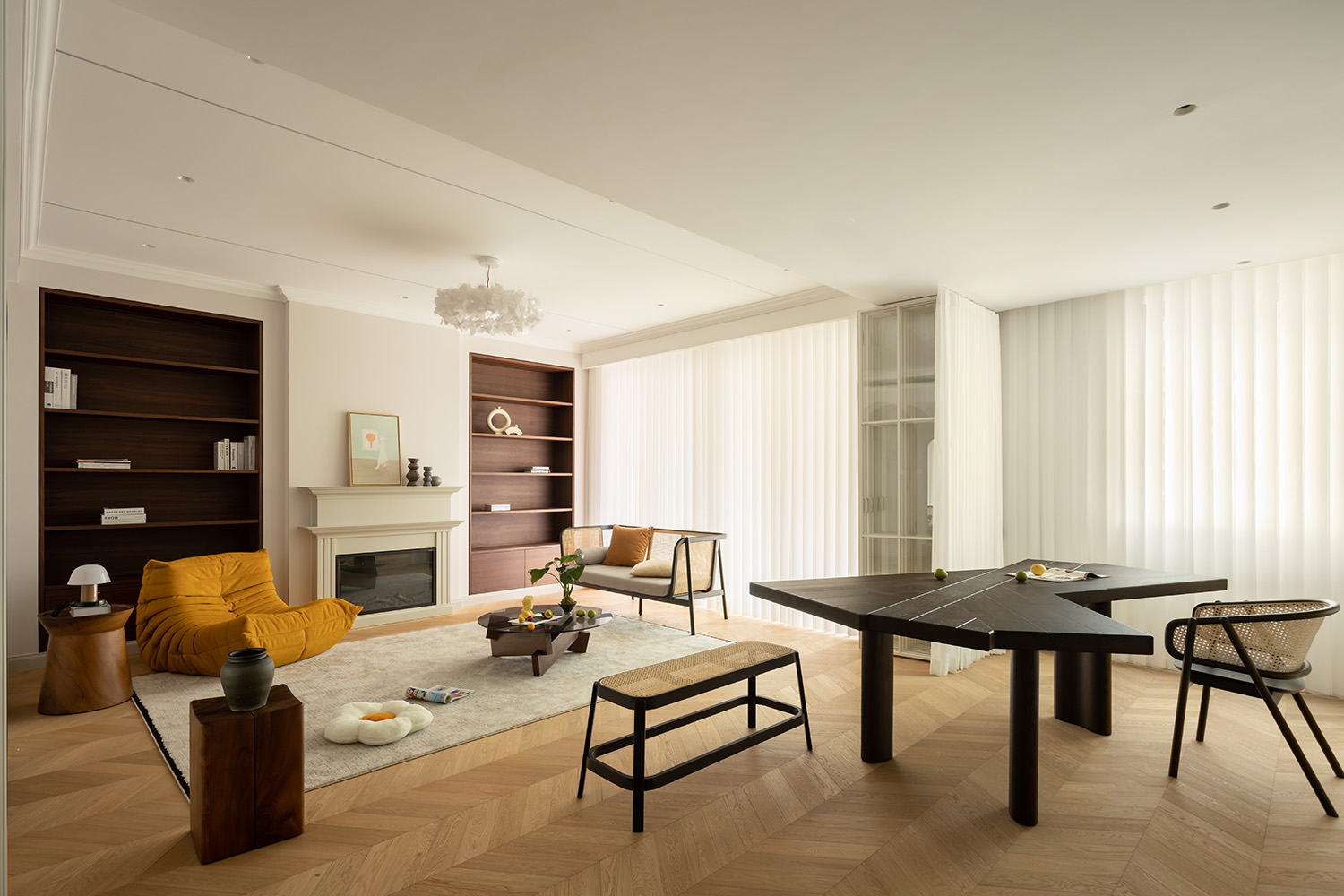 180㎡大平層設計,180㎡,住宅設計案例,住宅設計,法式風格家裝設計,大平層設計,大平層設計案例,大平層設計方案,上海,仁恒河濱花園大平層,示覺設計