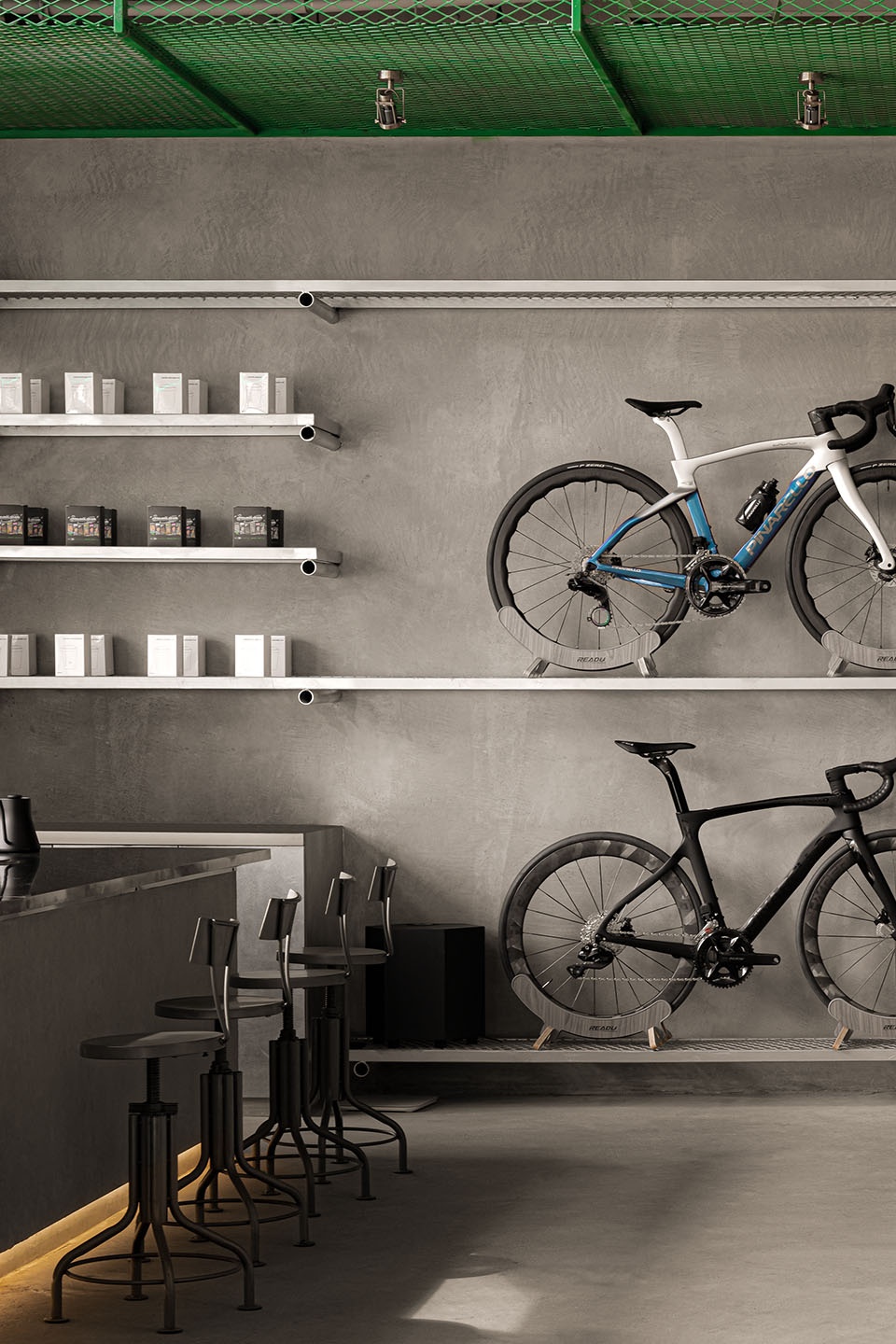 自行車零售店設計,騎行配件零售店設計,零售店設計案例,零售店設計方案,零售店設計,商店設計,杭州,宇宙電動空間站,雲穀空間設計