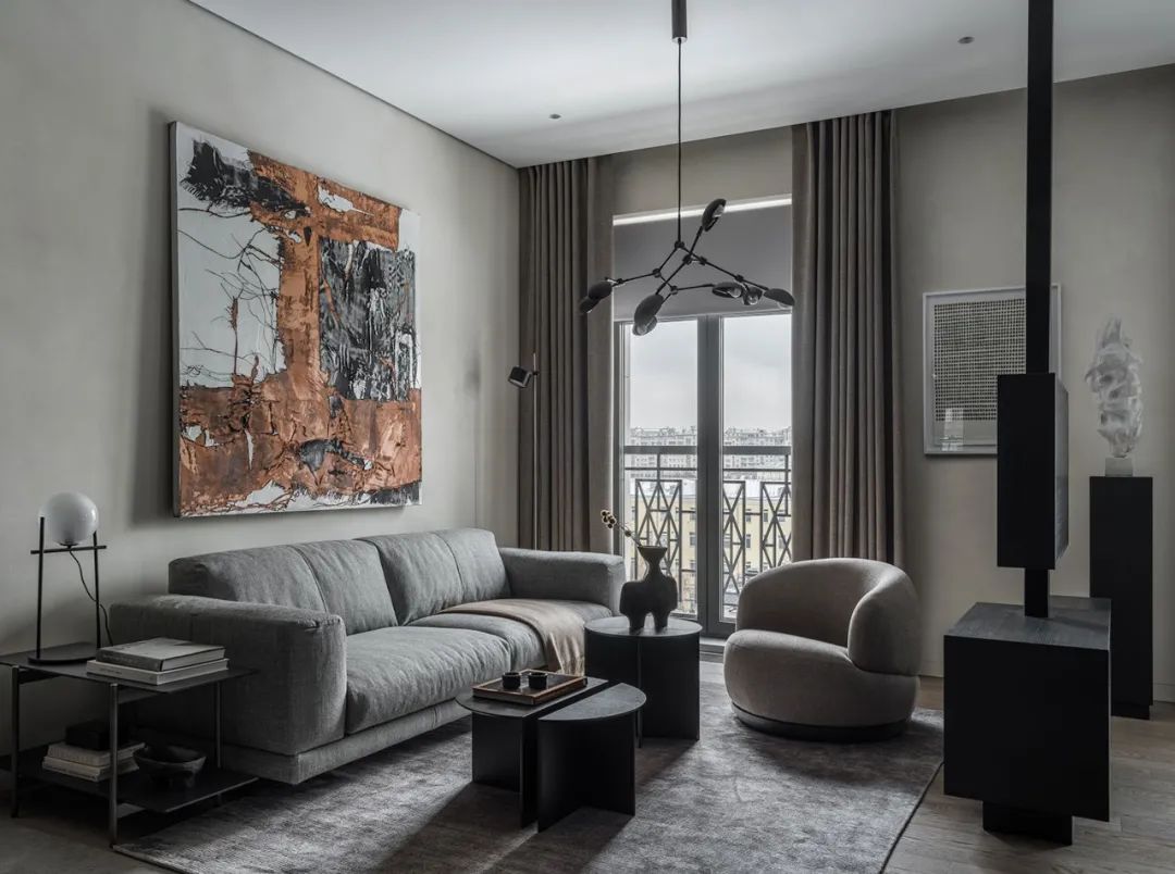 Svetlana Herzen,公寓設計,公寓設計案例,65㎡,深色係,小公寓,小公寓設計效果圖,小戶型設計,單身公寓