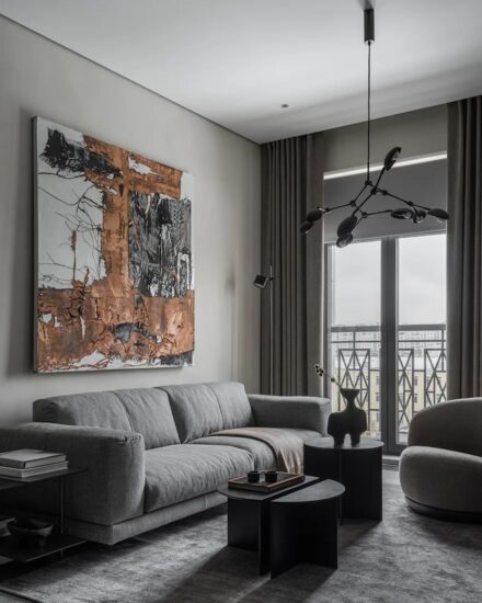 Svetlana Herzen｜65㎡，深色係單身公寓，滿滿的高級範兒！