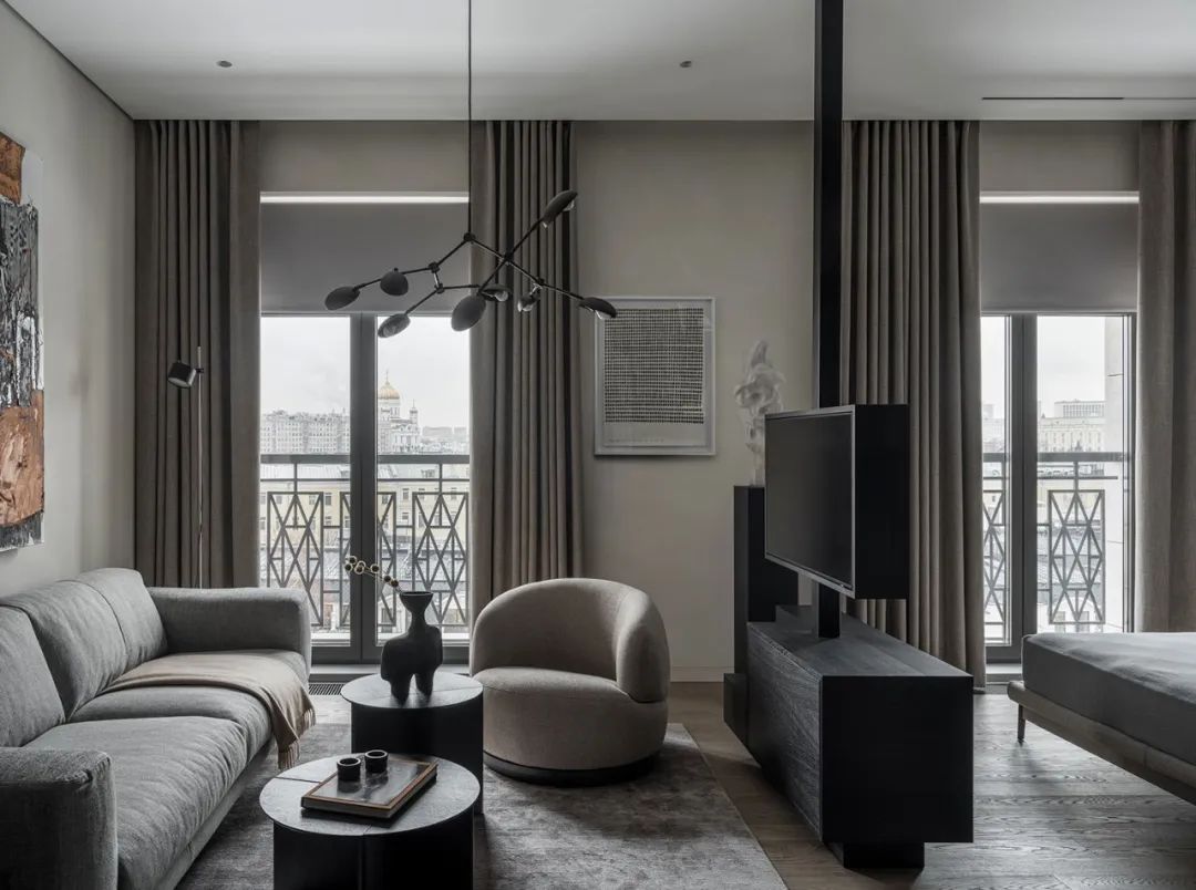 Svetlana Herzen,公寓設計,公寓設計案例,65㎡,深色係,小公寓,小公寓設計效果圖,小戶型設計,單身公寓