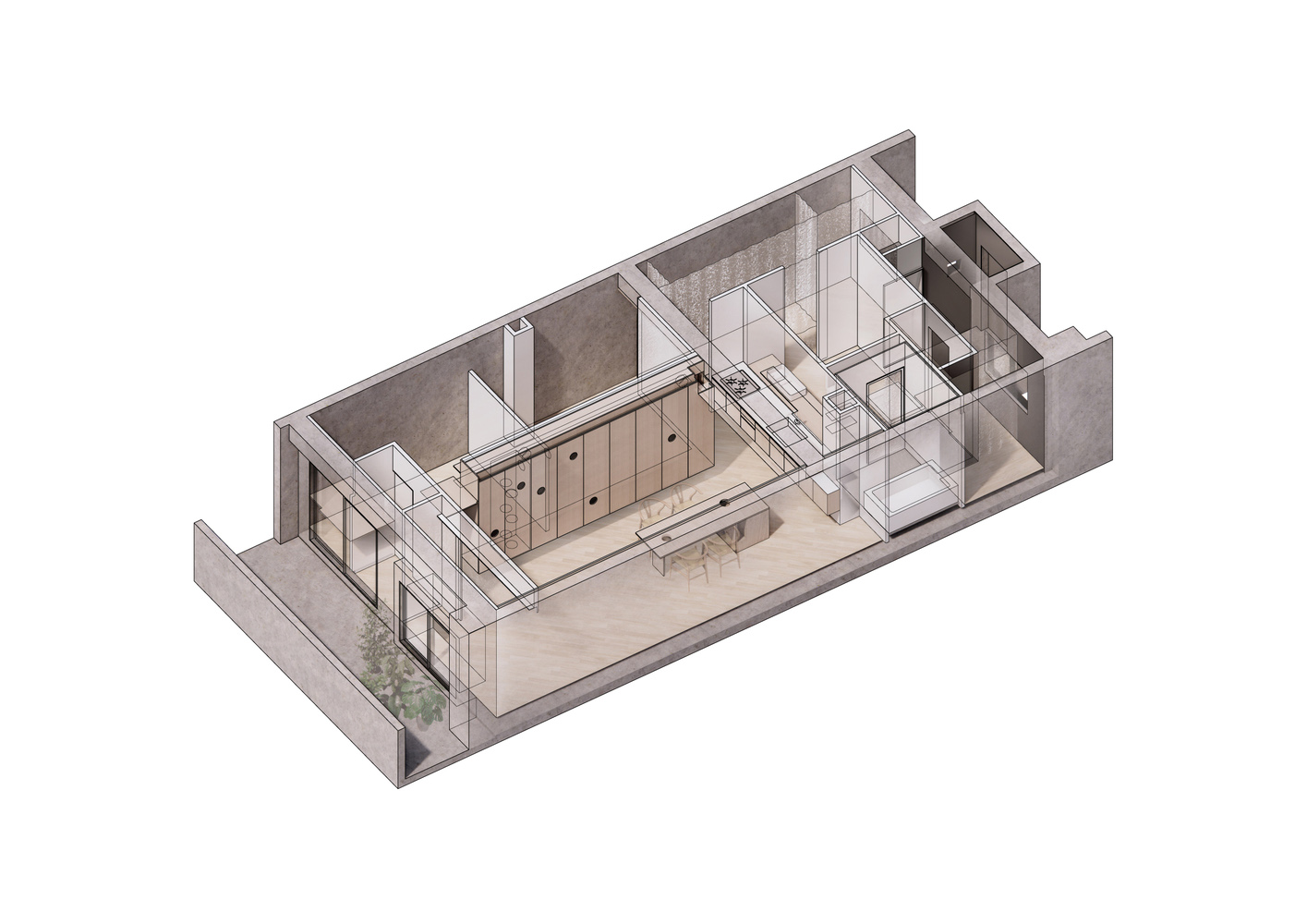 Hiroyasu Imai,公寓設計,公寓設計案例,65㎡,公寓改造,日本,鬆戶,公寓翻新改造,混凝土,原木色