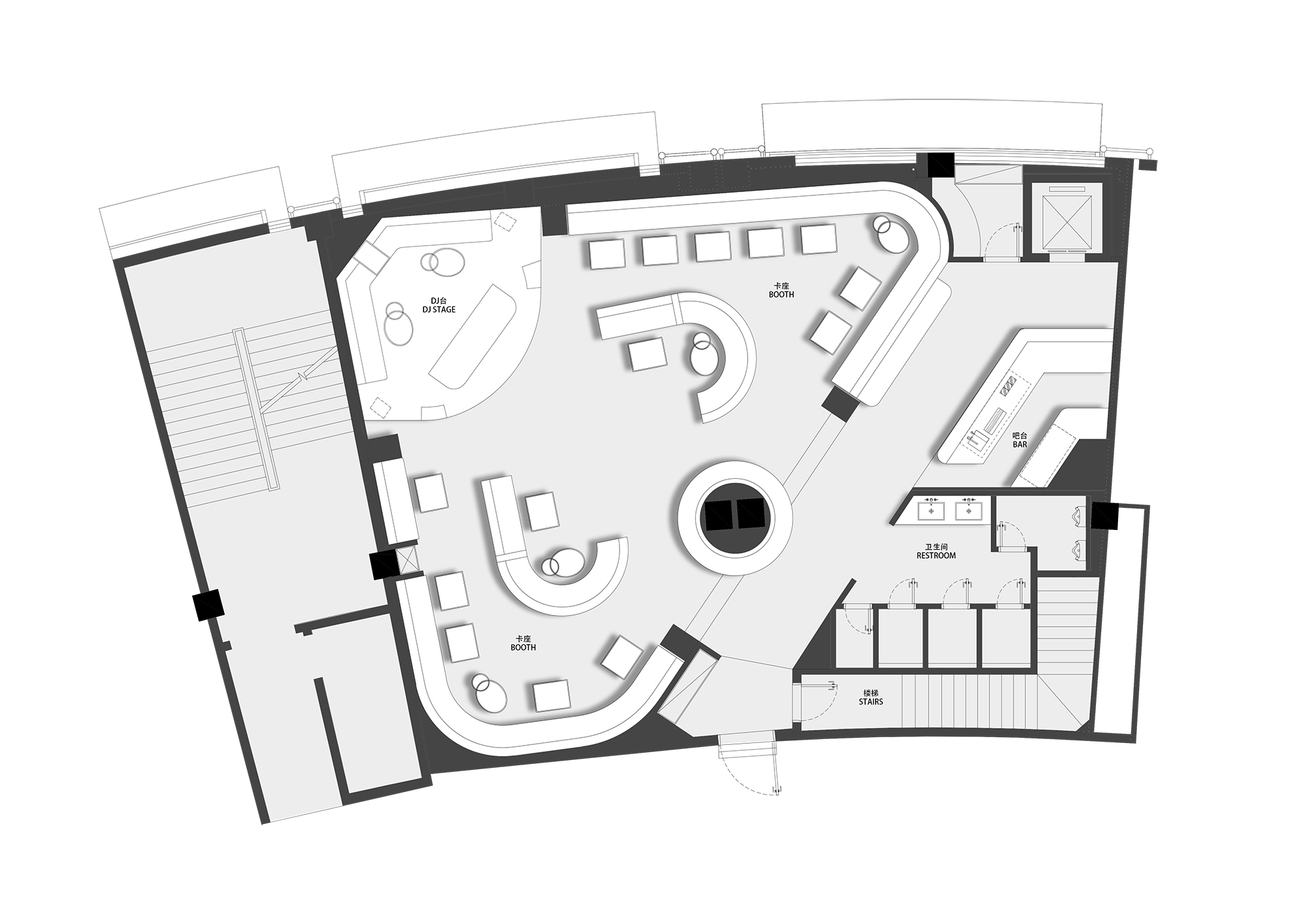 酒吧設計,夜店設計,酒吧設計案例,酒吧設計方案,酒吧裝修,酒吧效果圖,鄭州,宇宙俱樂部Club Globos,SALONE DEL SALON得德設計