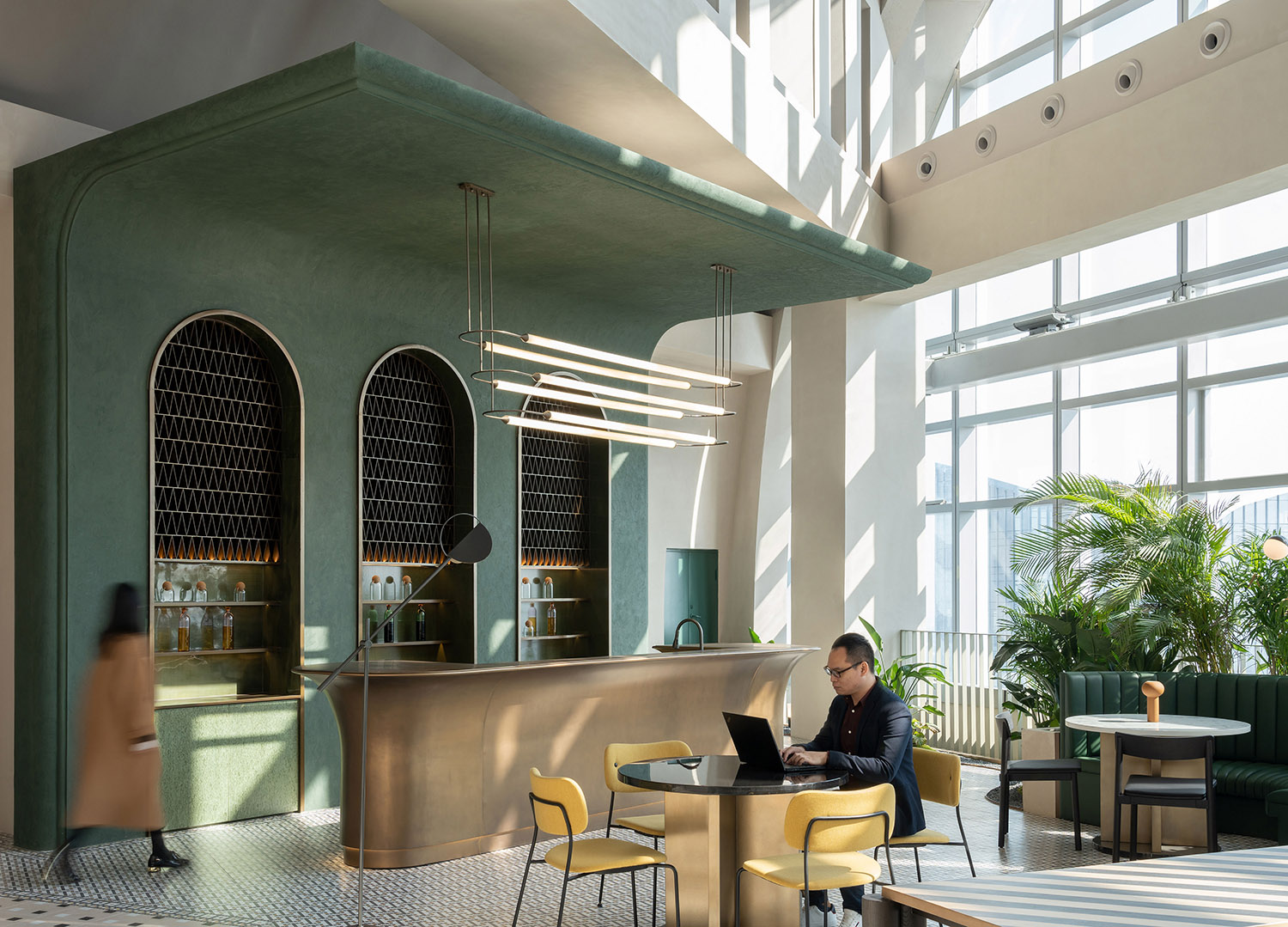 展廳設計,企業展廳設計,茶室設計,接待中心設計,浙江台州,騰達中心34層屋頂花園,作意設計