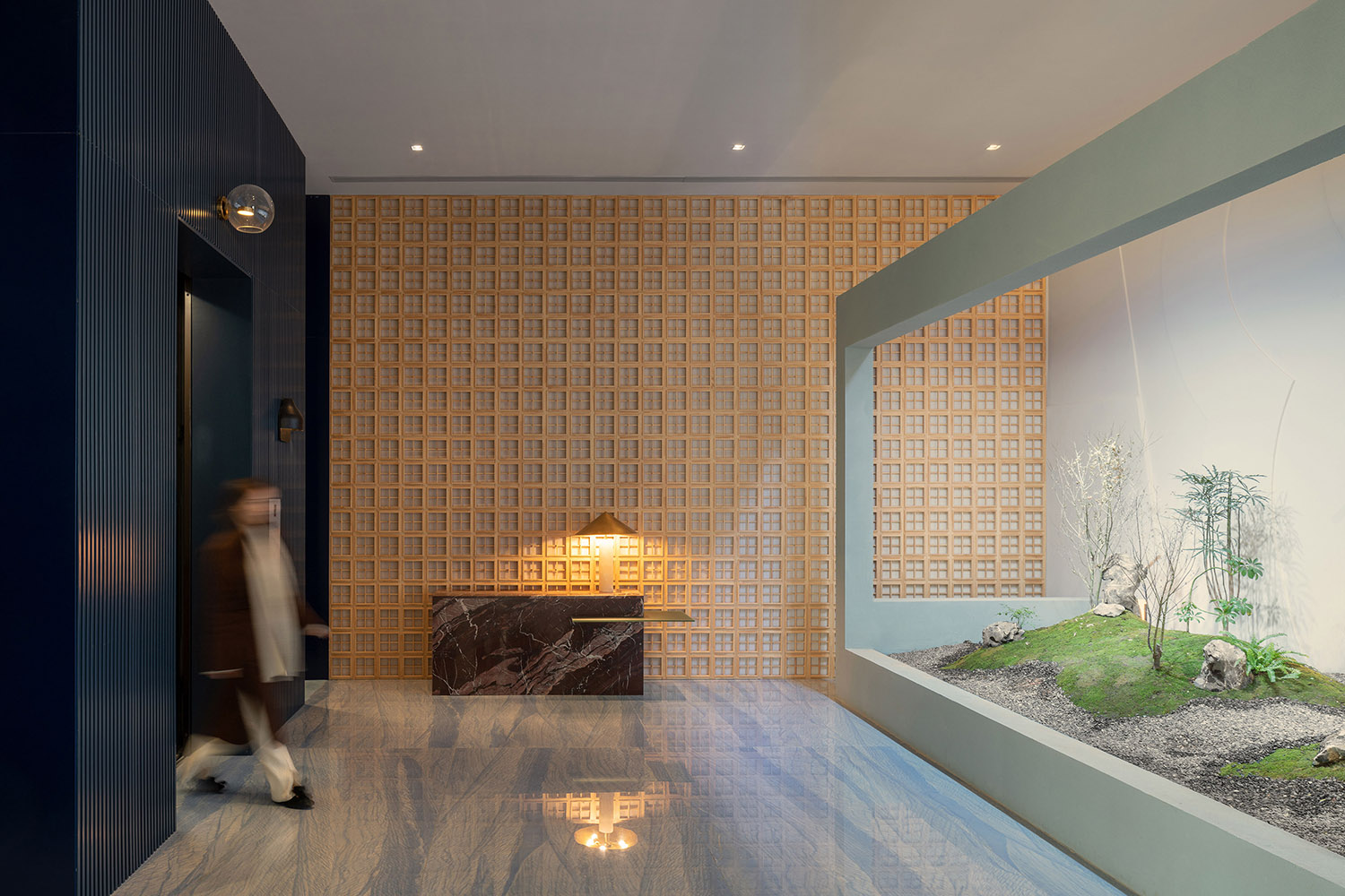 展廳設計,企業展廳設計,茶室設計,接待中心設計,浙江台州,騰達中心34層屋頂花園,作意設計