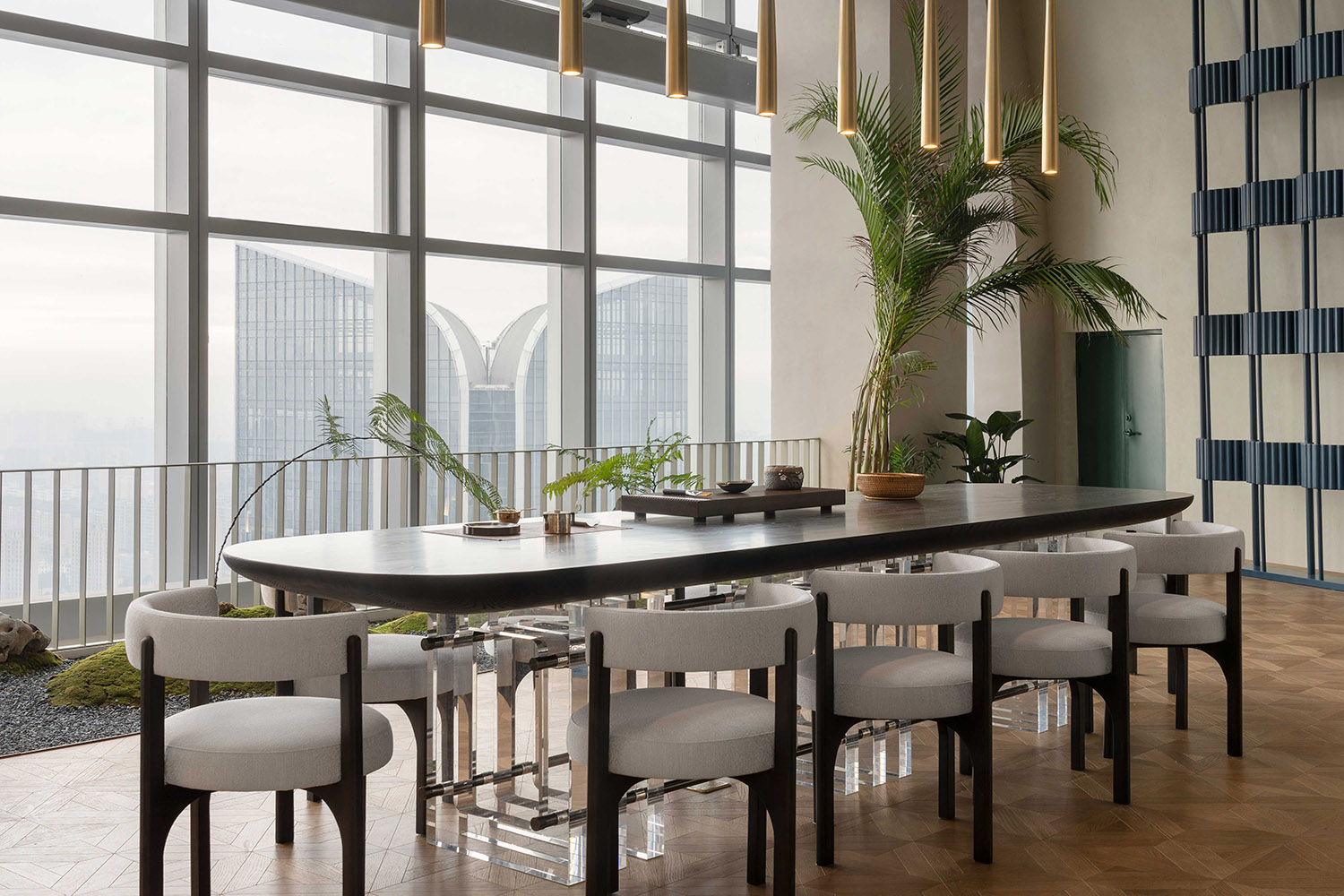 展廳設計,企業展廳設計,茶室設計,接待中心設計,浙江台州,騰達中心34層屋頂花園,作意設計