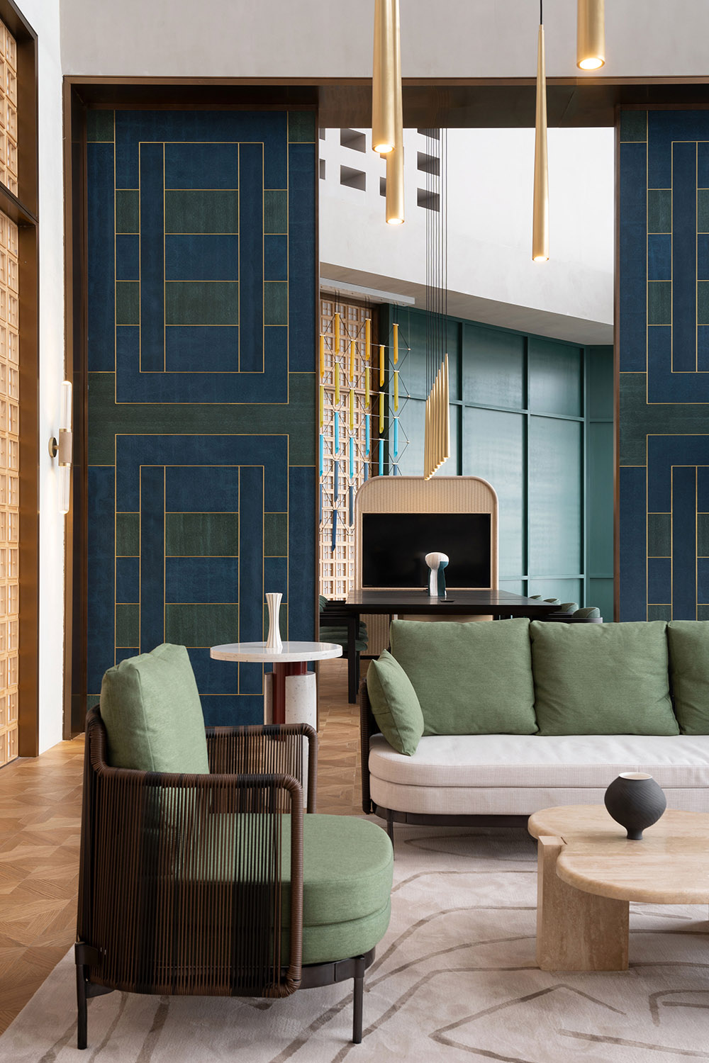 展廳設計,企業展廳設計,茶室設計,接待中心設計,浙江台州,騰達中心34層屋頂花園,作意設計