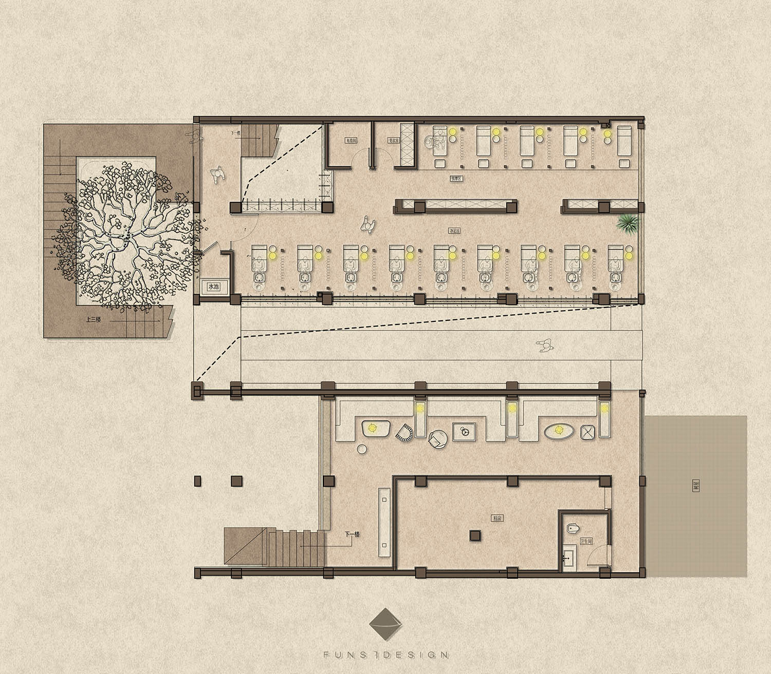 餐廳設計,餐廳設計案例,餐廳設計方案,休閑餐廳設計,網紅餐廳,餐廳裝修,餐廳效果圖,餐廳改造,spa,按摩店設計,西雙版納,春武裏,方糖設計