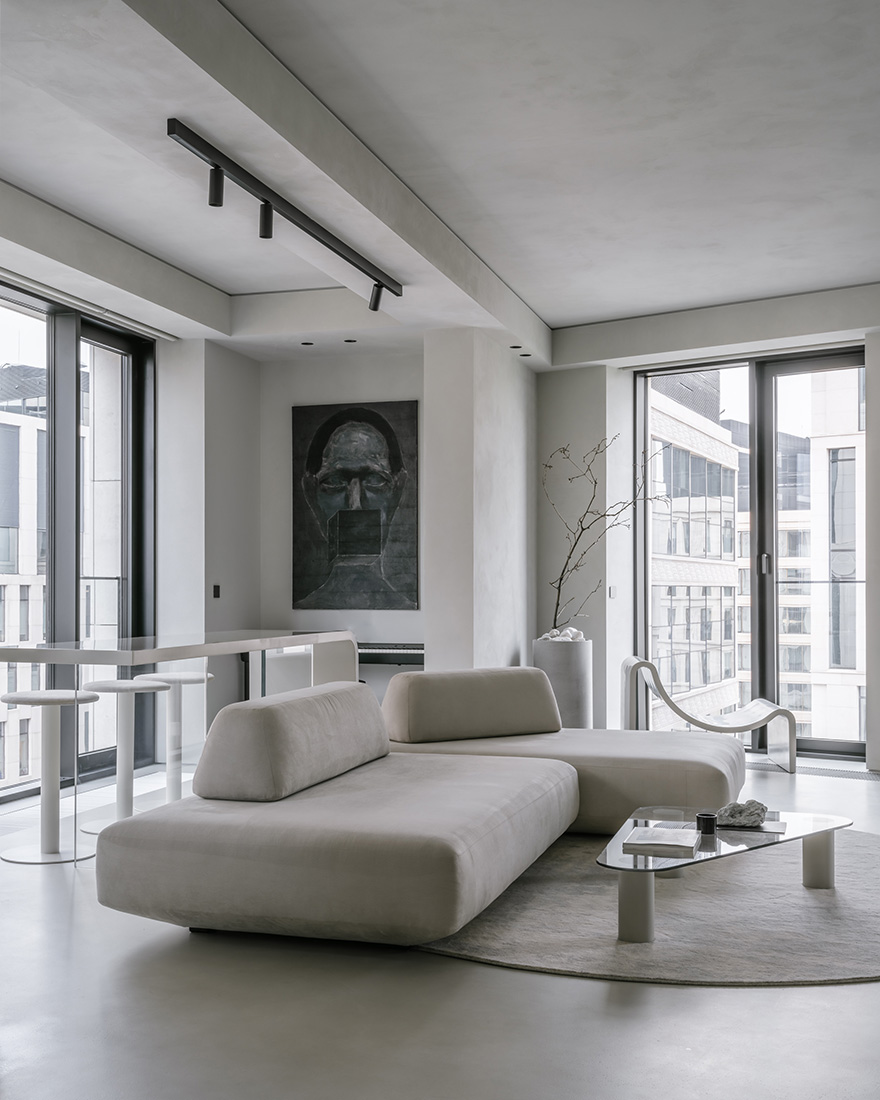 Doronina Design,公寓設計,公寓設計案例,75㎡,微水泥,小公寓,小公寓設計效果圖,小戶型設計,莫斯科