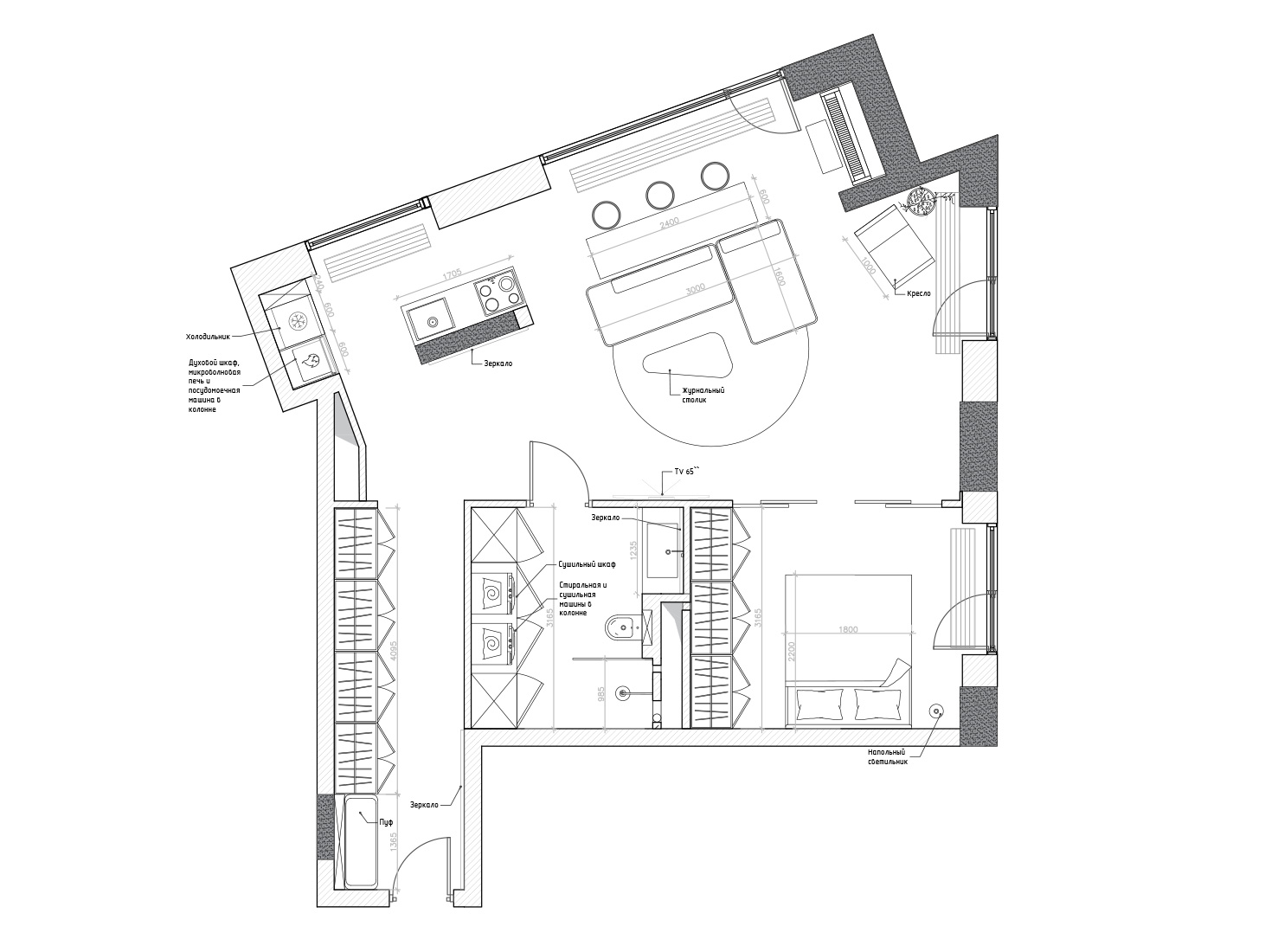 Doronina Design,公寓設計,公寓設計案例,75㎡,微水泥,小公寓,小公寓設計效果圖,小戶型設計,莫斯科