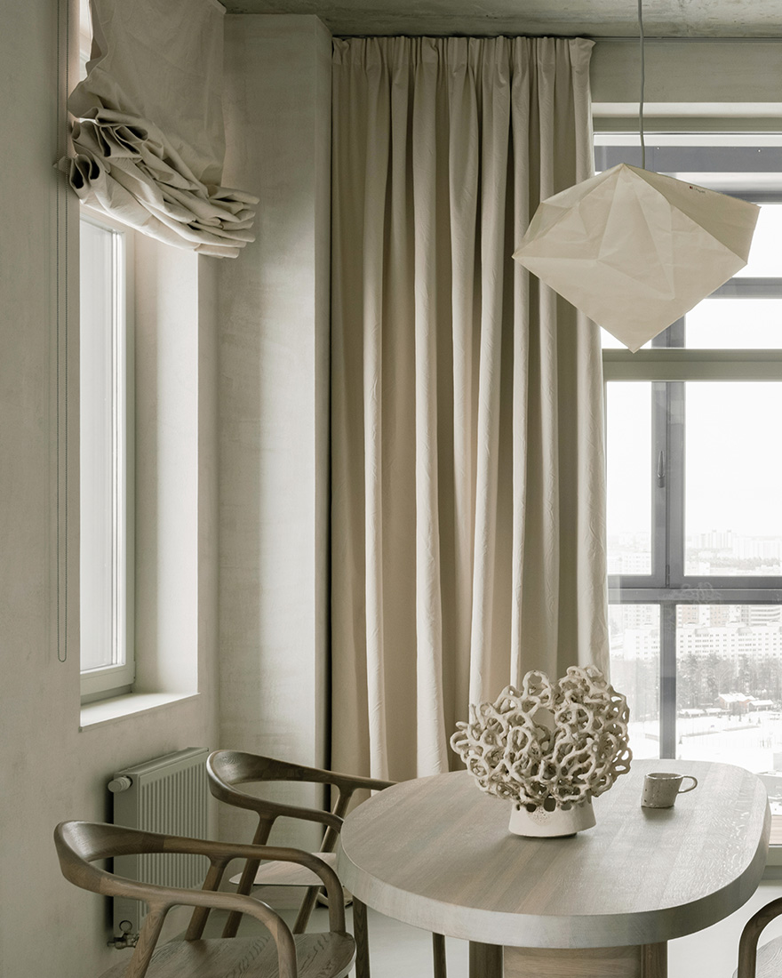 Vlad Kudin,公寓設計案例,公寓設計方案,侘寂風格公寓設計,明斯克,公寓設計,微水泥,100㎡,極簡主義