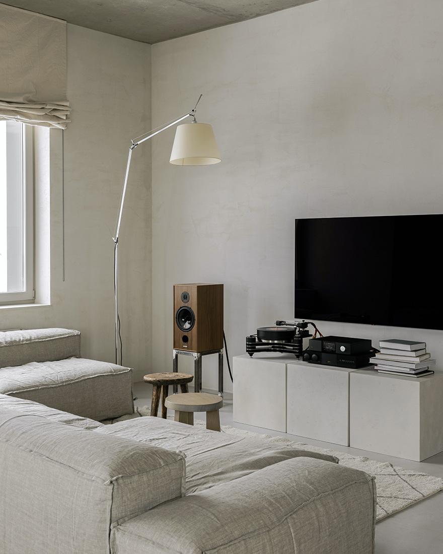 Vlad Kudin,公寓設計案例,公寓設計方案,侘寂風格公寓設計,明斯克,公寓設計,微水泥,100㎡,極簡主義