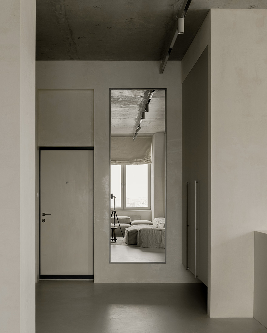 Vlad Kudin,公寓設計案例,公寓設計方案,侘寂風格公寓設計,明斯克,公寓設計,微水泥,100㎡,極簡主義