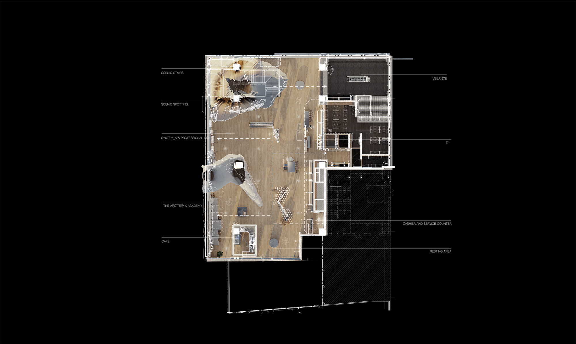 服裝店設計,零售店設計,戶外服裝零售店,服裝店設計案例,ARC'TERYX始祖鳥,始祖鳥北京店致敬溫哥華文化脈絡,尚洋藝術,北京