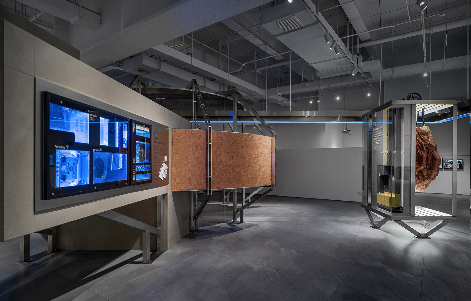 展廳設計,展廳設計案例,展廳設計方案,材料展廳設計,建材展廳設計,西安,超低能耗建築技術展廳,堂晤設計