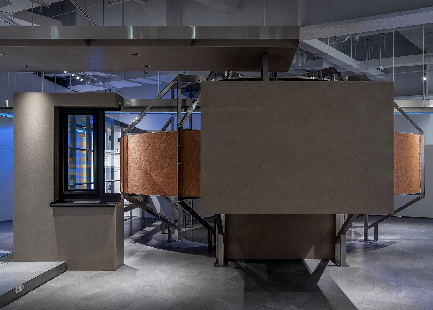 展廳設計,展廳設計案例,展廳設計方案,材料展廳設計,建材展廳設計,西安,超低能耗建築技術展廳,堂晤設計