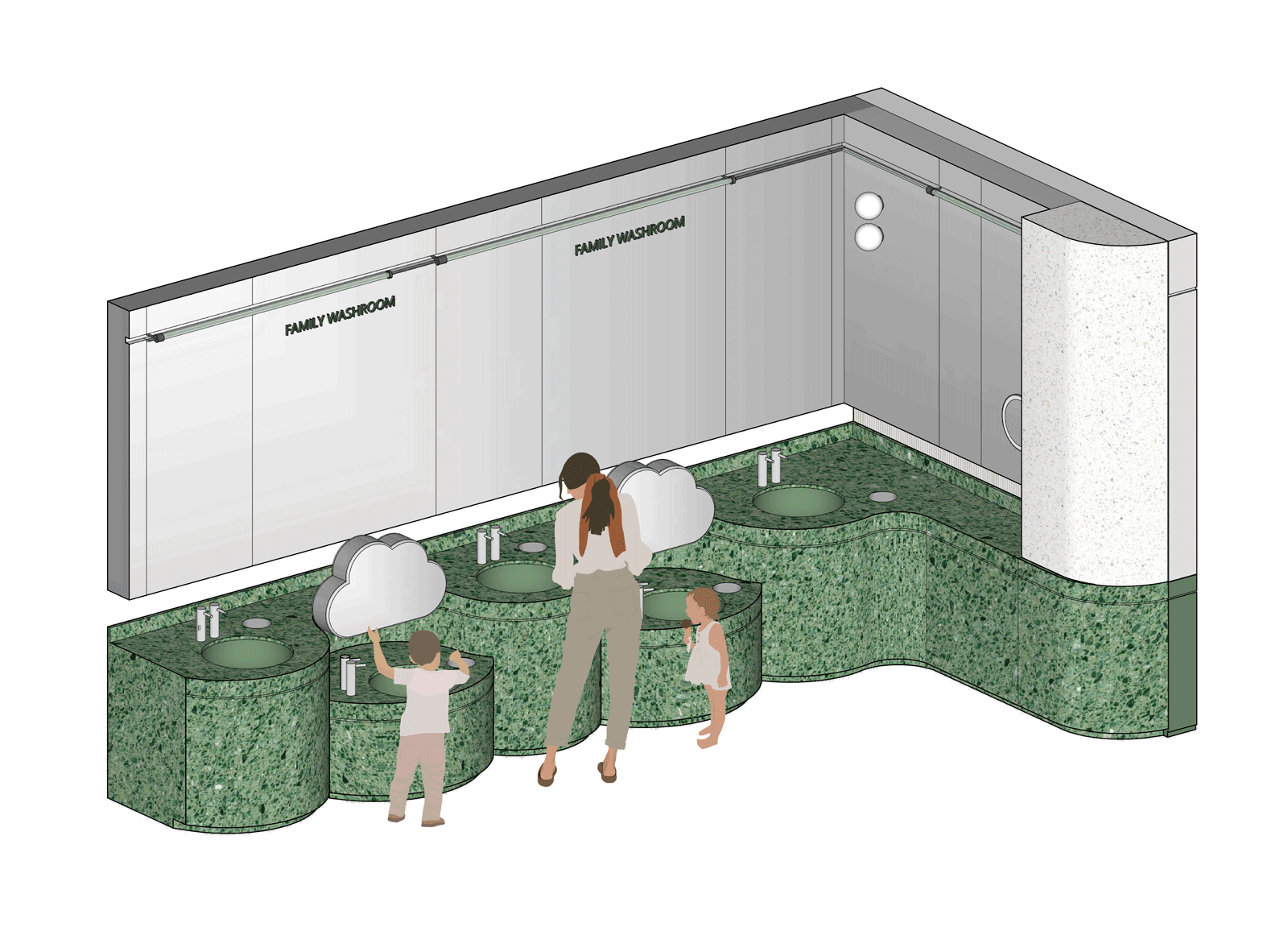 公共空間設計,衛生間設計,商場衛生間設計,商場衛生間裝修,公共廁所設計,公共衛生間設計,上海,壁上叢林交叉性別衛生間,佑向設計