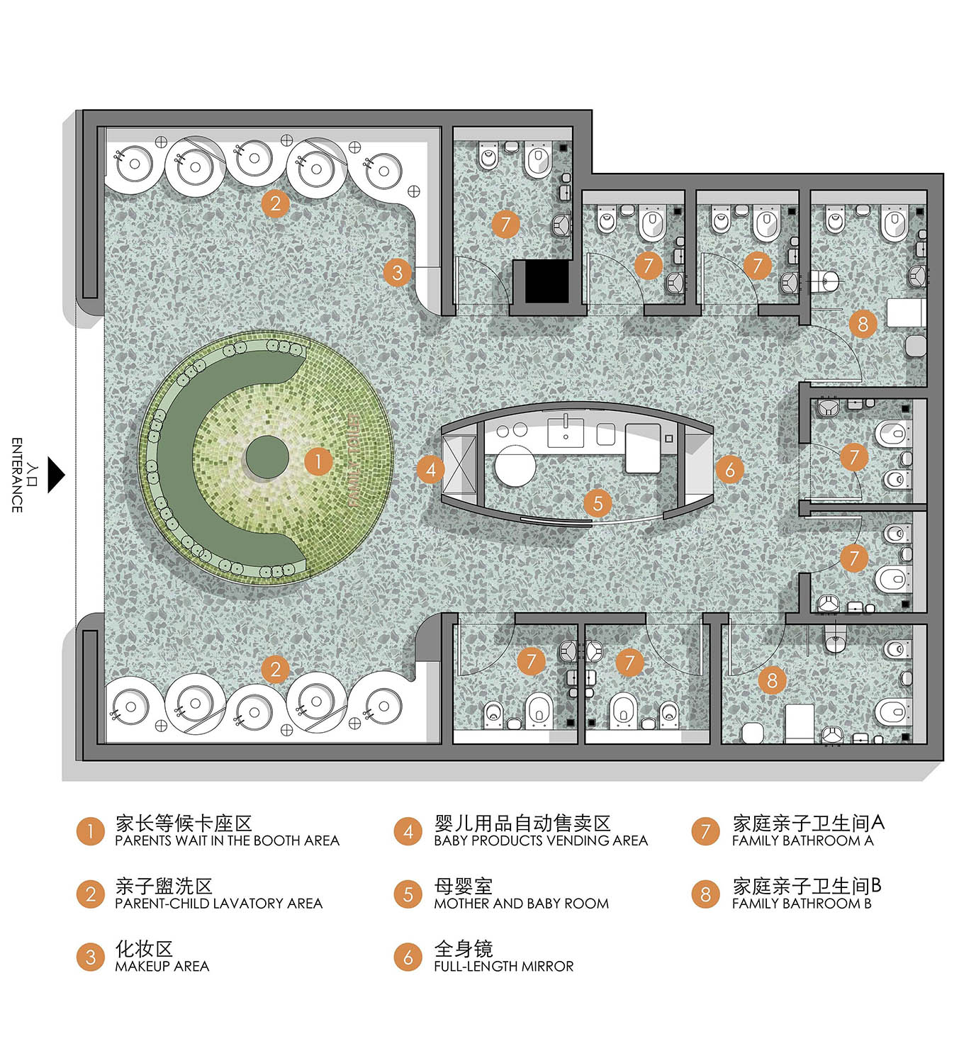 公共空間設計,衛生間設計,商場衛生間設計,商場衛生間裝修,公共廁所設計,公共衛生間設計,上海,壁上叢林交叉性別衛生間,佑向設計