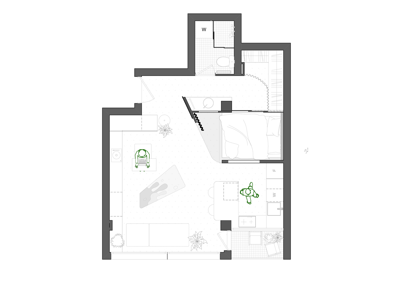 Cherry Art Hub,公寓設計案例,公寓設計方案,小戶型設計,塞爾維亞,公寓改造,小戶型改造,35㎡