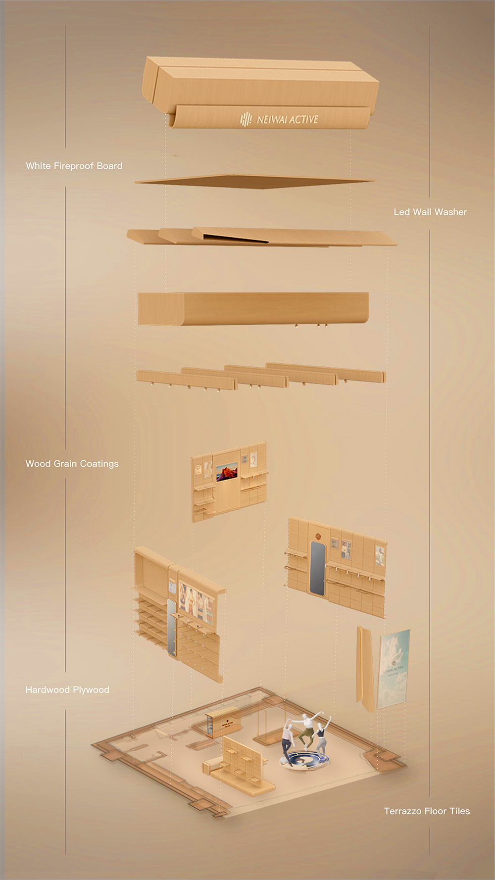 服裝店設計,零售店設計,戶外服裝零售店,服裝店設計案例,服裝店設計方案,NEIWAI ACTIVE模塊化設計重構運動品牌空間形象,NEIWAI ACTIVE,尚洋藝術,北京,成都