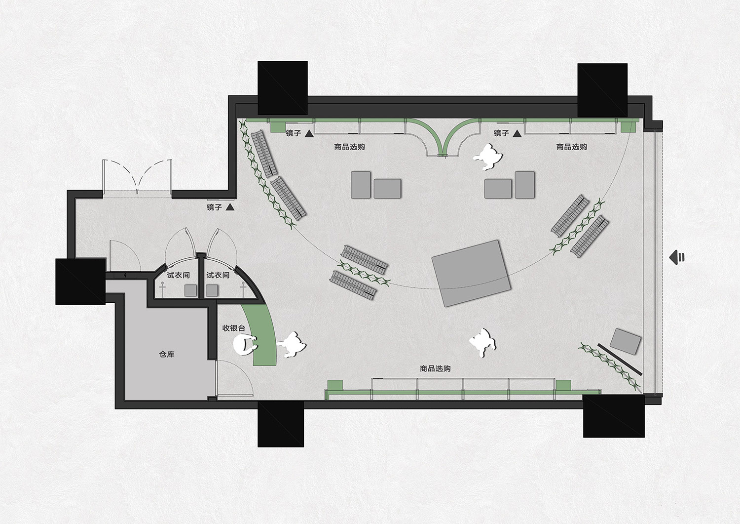 時裝店設計,零售店設計,服裝店設計,服飾零售店設計,時裝店設計案例,時裝店設計方案,上海,重慶,成都,西安,FPA四城四景以單一材質搭建品牌脈絡,永創設計