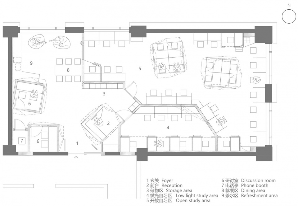 自習室設計,閱讀室設計,公共閱讀室,學習自習室,閱讀自習室設計,上海,天際自習室,商業空間,多麼工作室