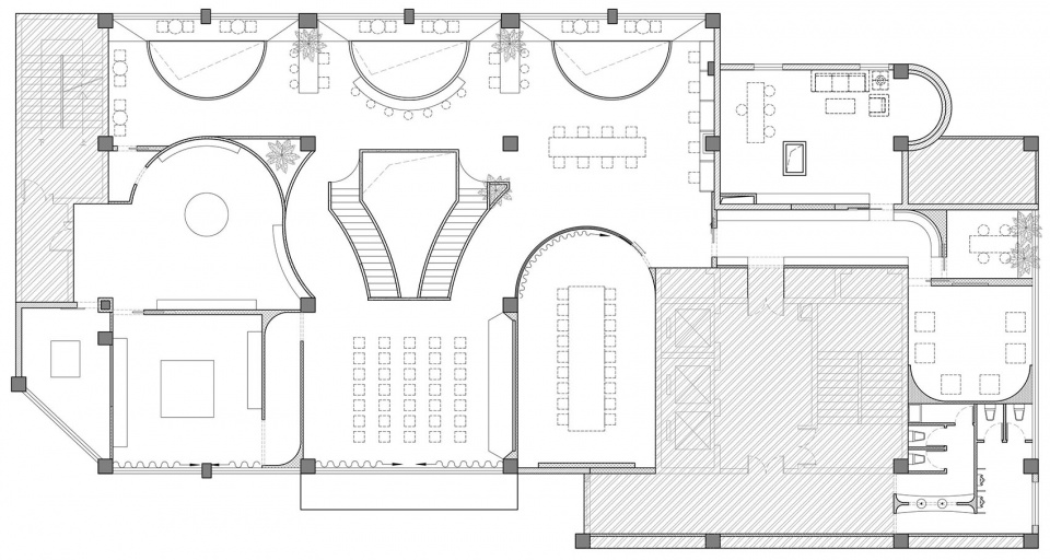 咖啡廳設計,開放式咖啡廳設計,商店設計,咖啡廳設計案例,咖啡廳設計方案,多功能空間設計,路演空間,上海屋簷之下,上海,直距建築設計