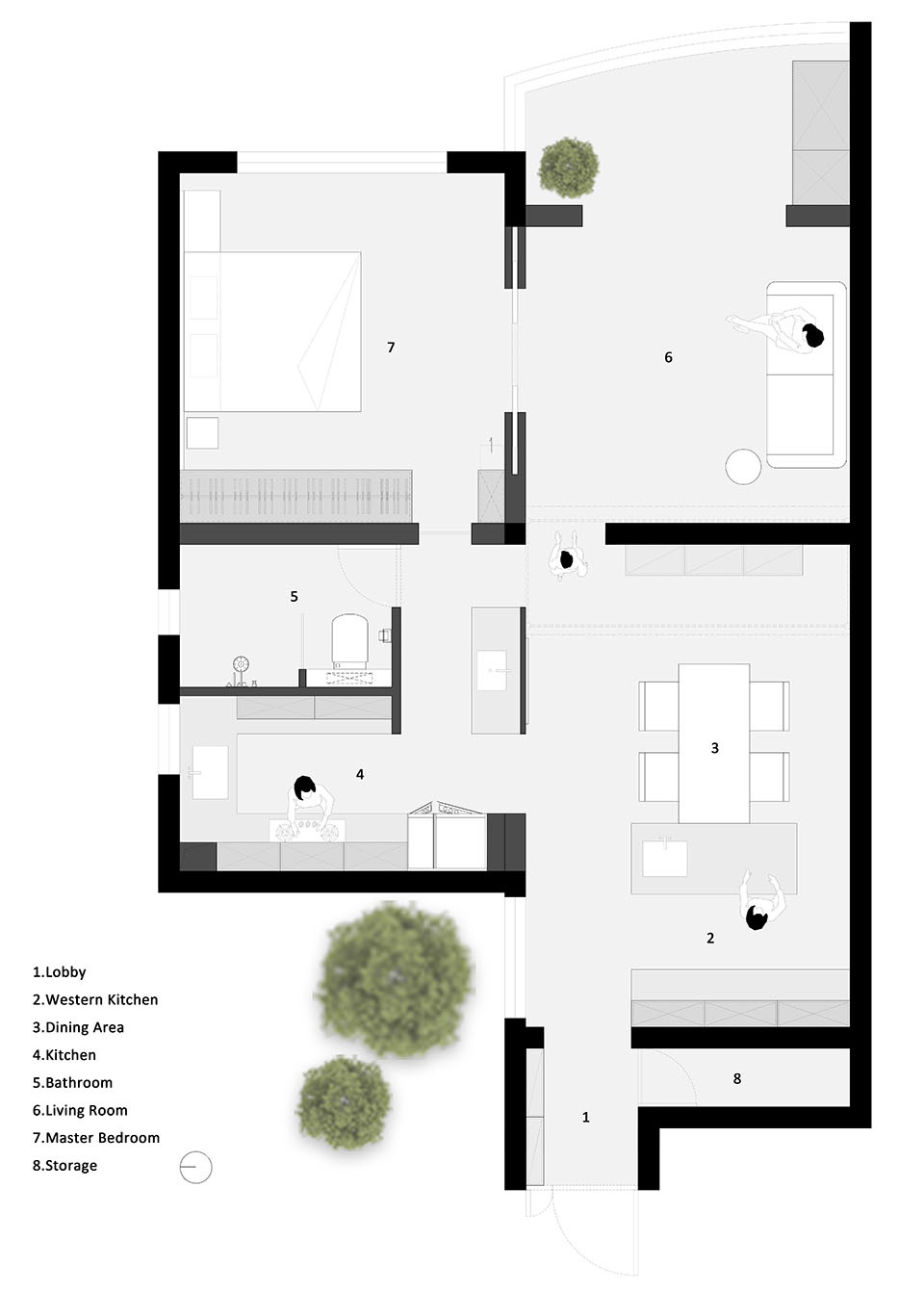 住宅設計,公寓設計,小戶型設計,68㎡住宅設計,68㎡,住宅設計案例,住宅設計方案,上海,上海住宅亭,木卡工作室MUKA ARCHITECTS