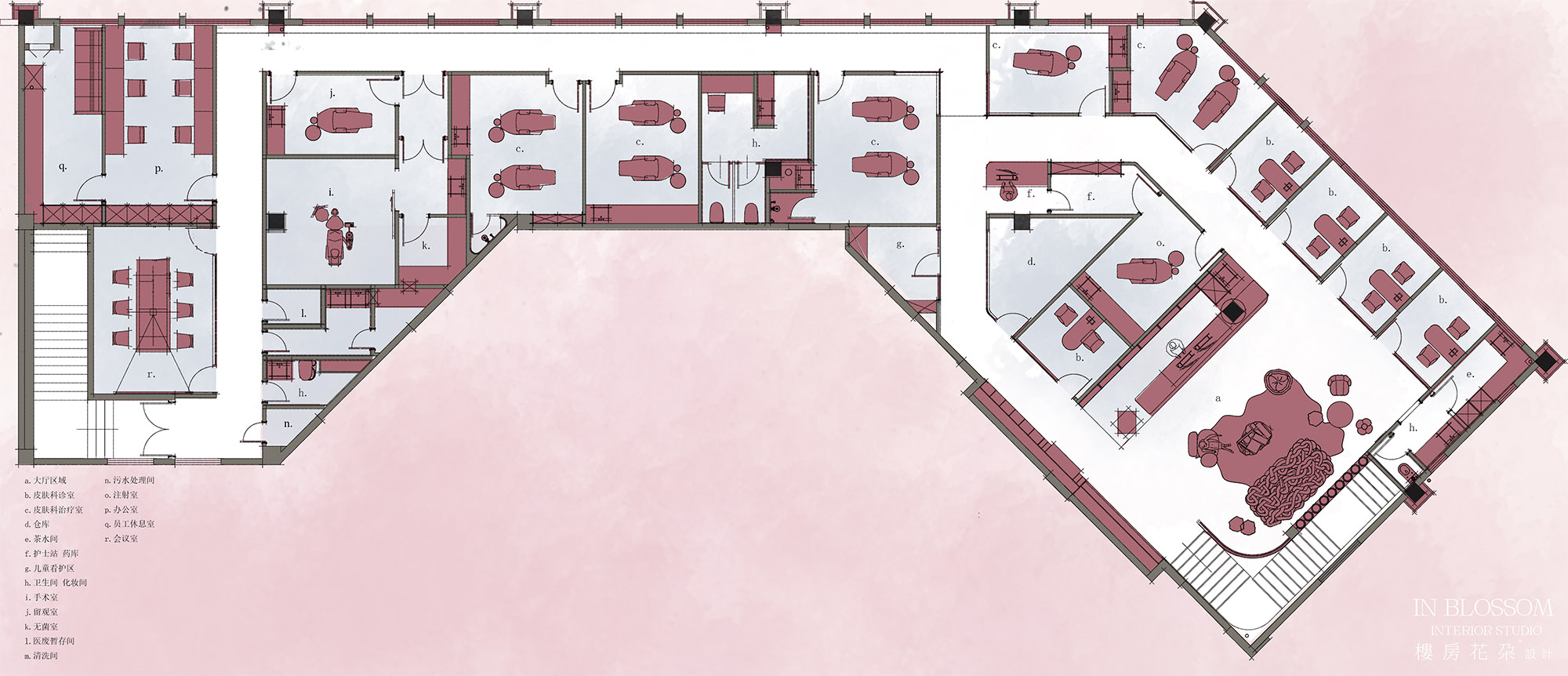 美容院設計,美容店設計,護膚店設計,美容院設計案例,醫美空間設計,醫美中心,貴州CHERRYHOUSE櫻桃家醫療美容抗衰中心,貴州,樓房花朶設計