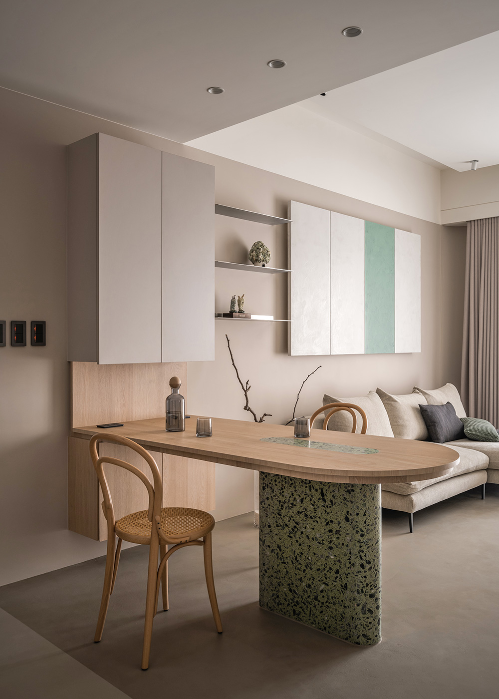 由象空間,公寓設計,公寓設計方案,60㎡,禪意,水磨石,微水泥