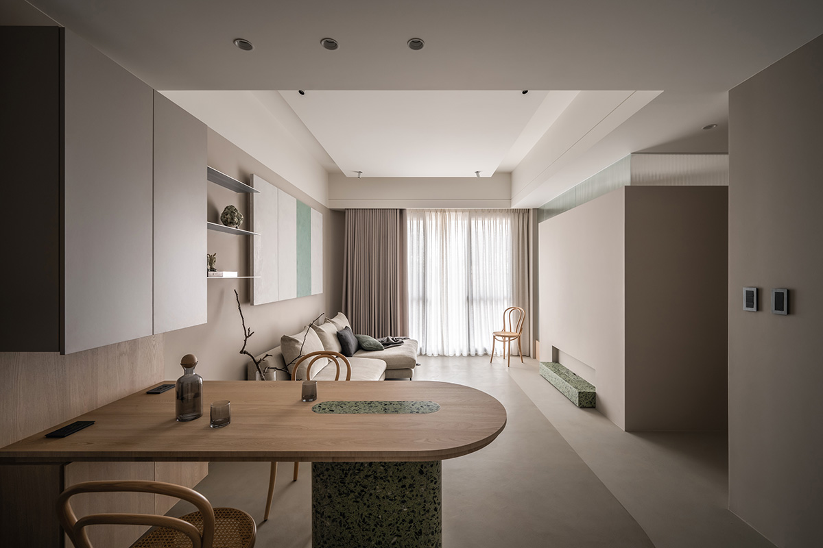 由象空間,公寓設計,公寓設計方案,60㎡,禪意,水磨石,微水泥