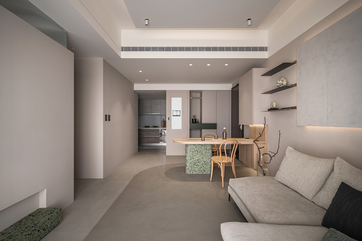 由象空間,公寓設計,公寓設計方案,60㎡,禪意,水磨石,微水泥