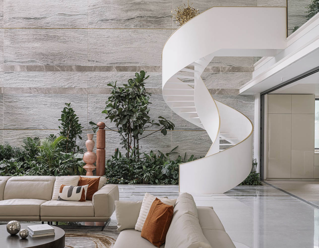 Spacefiction Studio,印度,別墅設計案例,別墅設計,2500㎡,別墅裝修效果圖,別墅旋轉樓梯,現代風格別墅,度假別墅