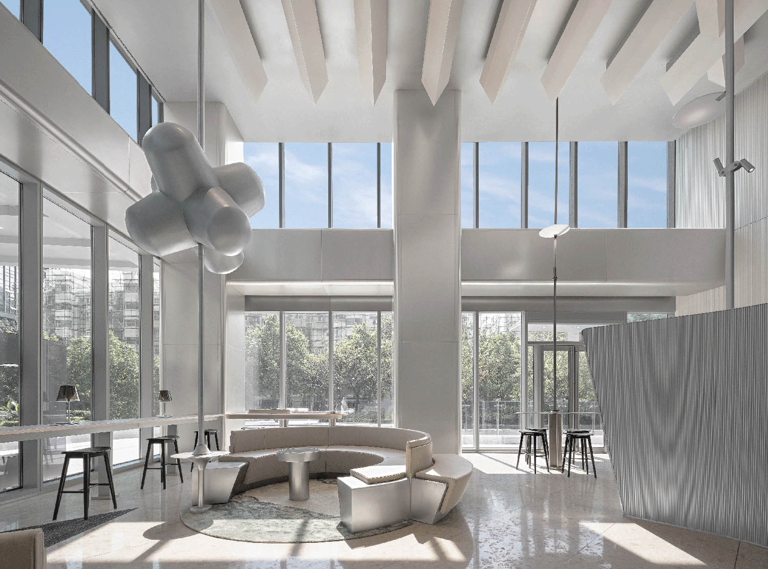 接待大堂設計,辦公樓接待大堂設計,電梯間設計,公共空間設計,辦公樓衛生間設計,杭州黃龍國際中心四期「微交互」擬態未來辦公方式,杭州,TOMO東木築造