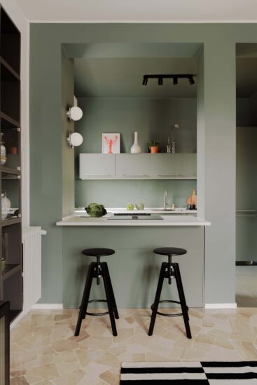 Be.Arch Hub | 50㎡,米蘭優雅的橄欖色,功能型舒適、時尚小公寓