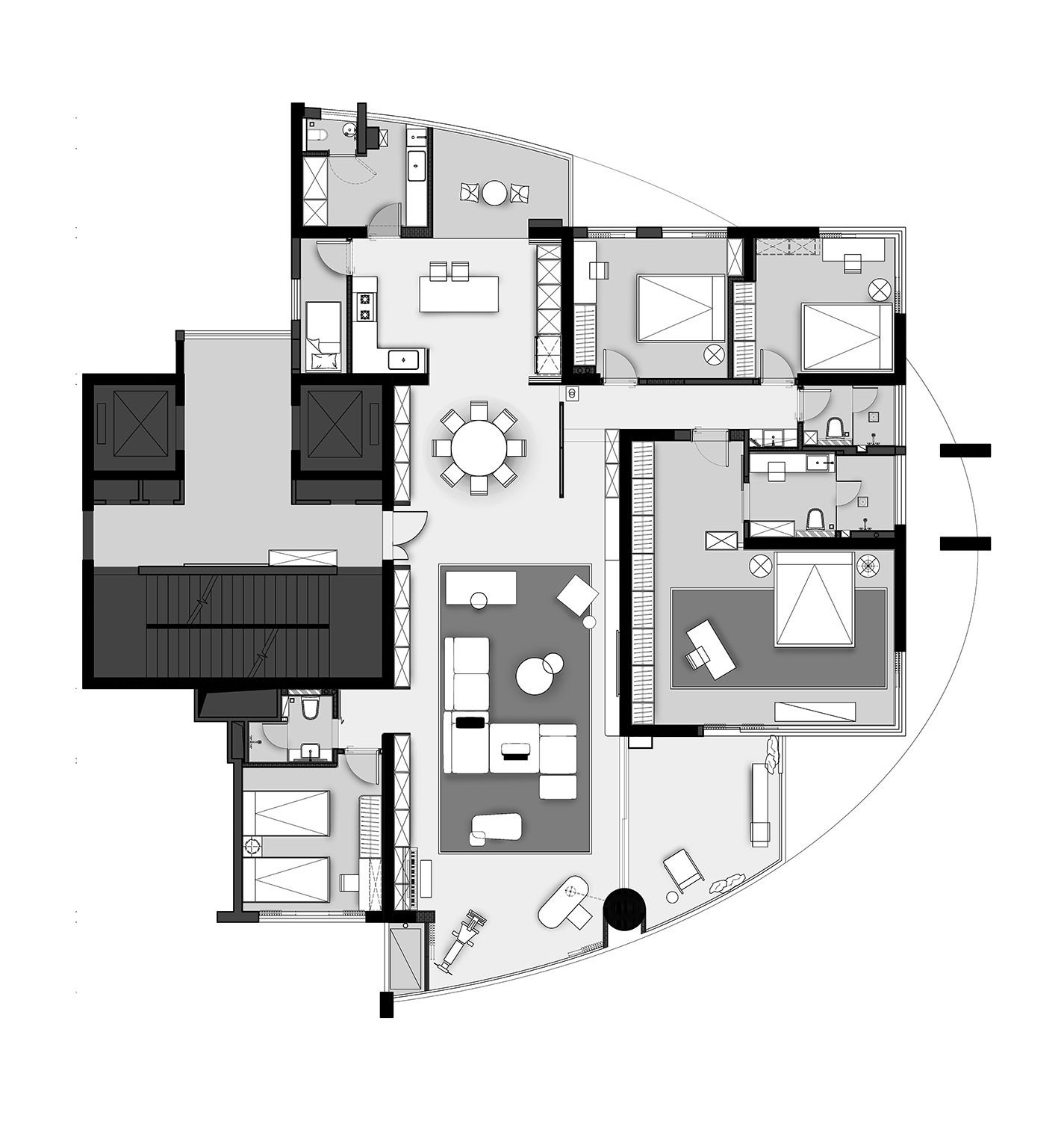 266㎡大平層,266㎡,大平層設計,現代風格大平層設計,超級大平層,大平層設計案例,大平層設計方案,深圳.中信紅樹灣大平層歸源,深圳,冉古設計