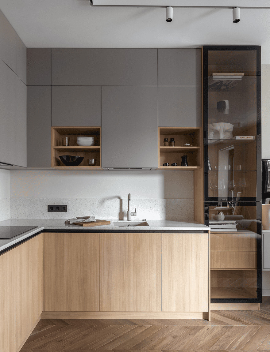 公寓設計,小戶型設計,50㎡,公寓設計案例,公寓設計方案,玻璃隔斷,原木色,莫斯科