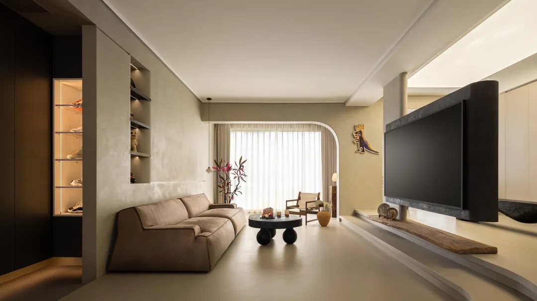 193㎡大平層設計,193㎡,微水泥,奶油風,住宅設計,現代風格大平層設計,大平層,大平層設計案例,大平層設計方案,廣州寧境流光大平層,廣州,天用設計