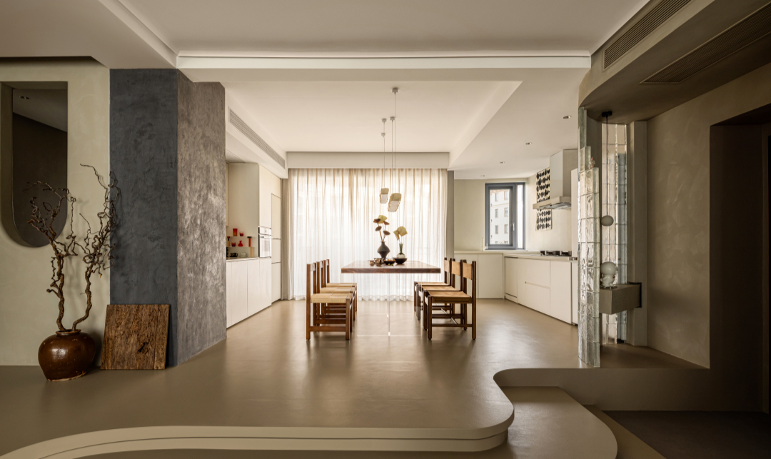 193㎡大平層設計,193㎡,微水泥,奶油風,住宅設計,現代風格大平層設計,大平層,大平層設計案例,大平層設計方案,廣州寧境流光大平層,廣州,天用設計