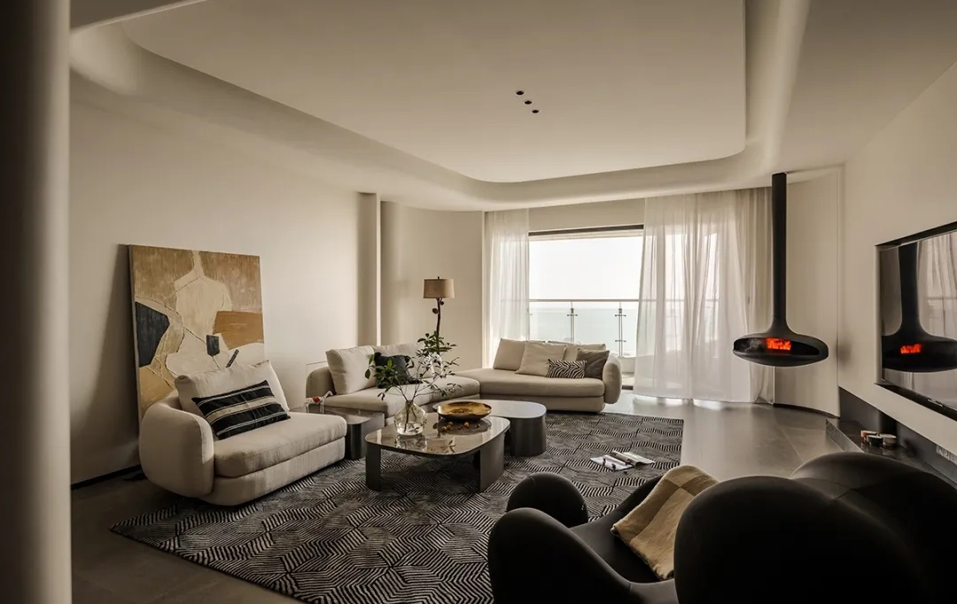 300㎡大平層設計,300㎡,微水泥,奶油風,住宅設計,現代風格大平層設計,大平層,大平層設計案例,大平層設計方案,河北秦皇島璽海海景大平層,河北秦皇島,道合空間設計