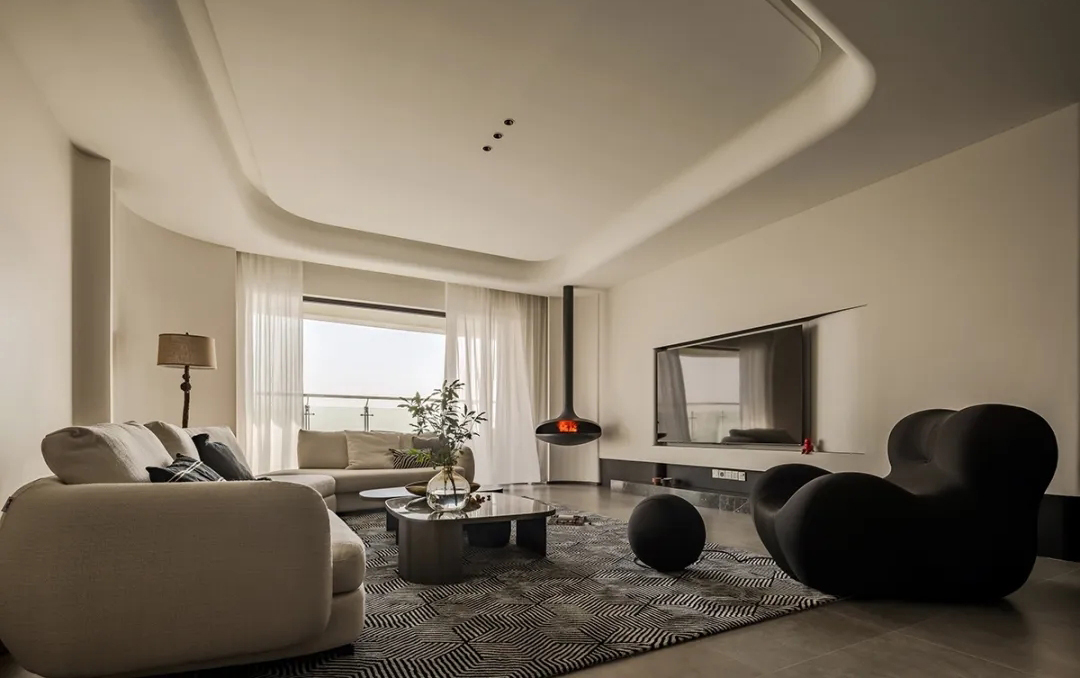 300㎡大平層設計,300㎡,微水泥,奶油風,住宅設計,現代風格大平層設計,大平層,大平層設計案例,大平層設計方案,河北秦皇島璽海海景大平層,河北秦皇島,道合空間設計