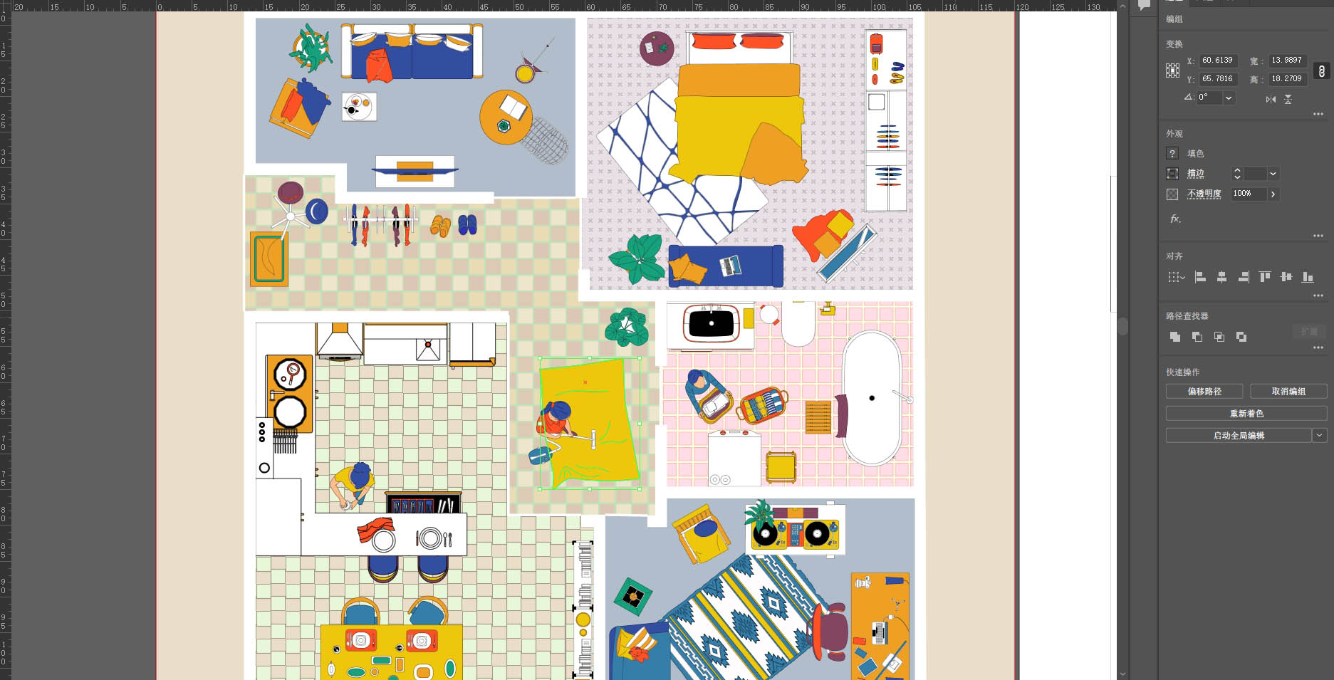 創意軟裝素材,軟裝素材下載,矢量設計素材,家裝頂視圖,人物頂視圖,家具頂視圖